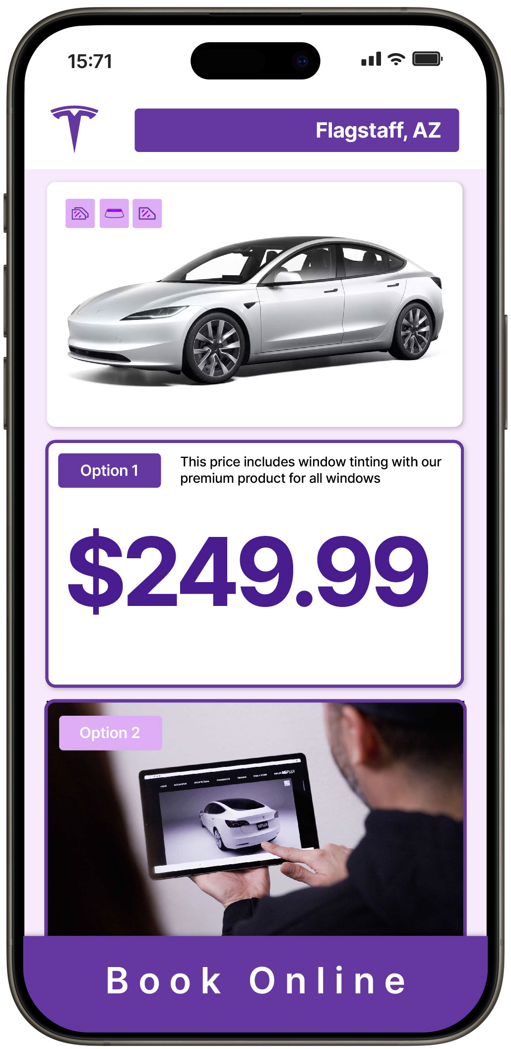 View Affordable Tesla Window Tinting Prices in Flagstaff, Arizona