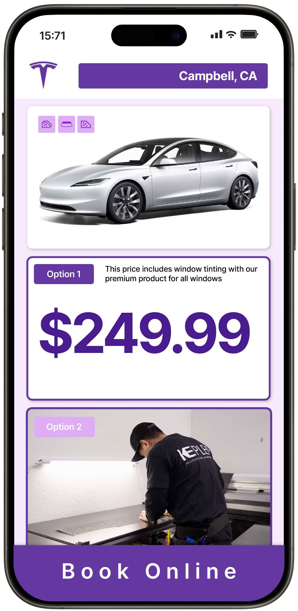View Affordable Tesla Window Tinting Rates in Campbell, California