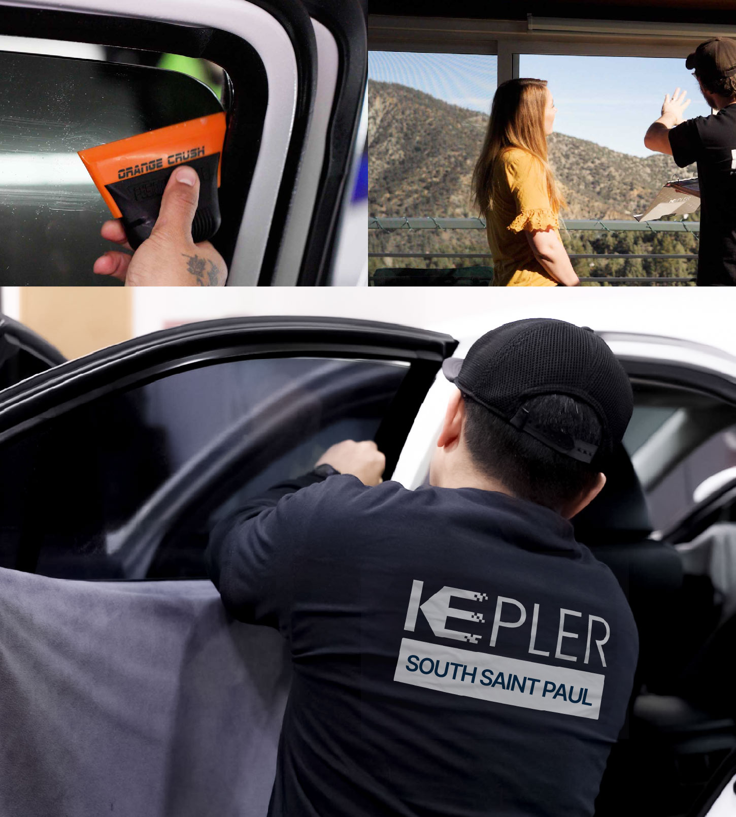 Automotive Window Tinting Expert Applying Film in South Saint Paul, Minnesota