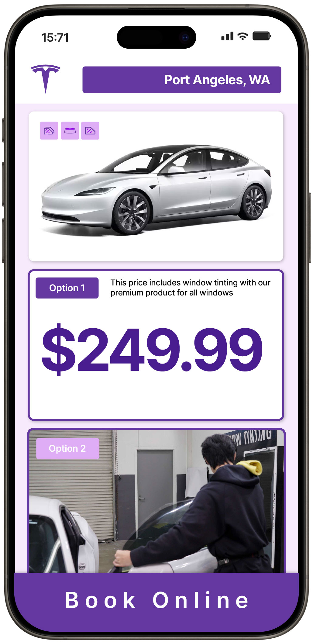 View Affordable Tesla Window Tinting Costs in Port Angeles, Washington
