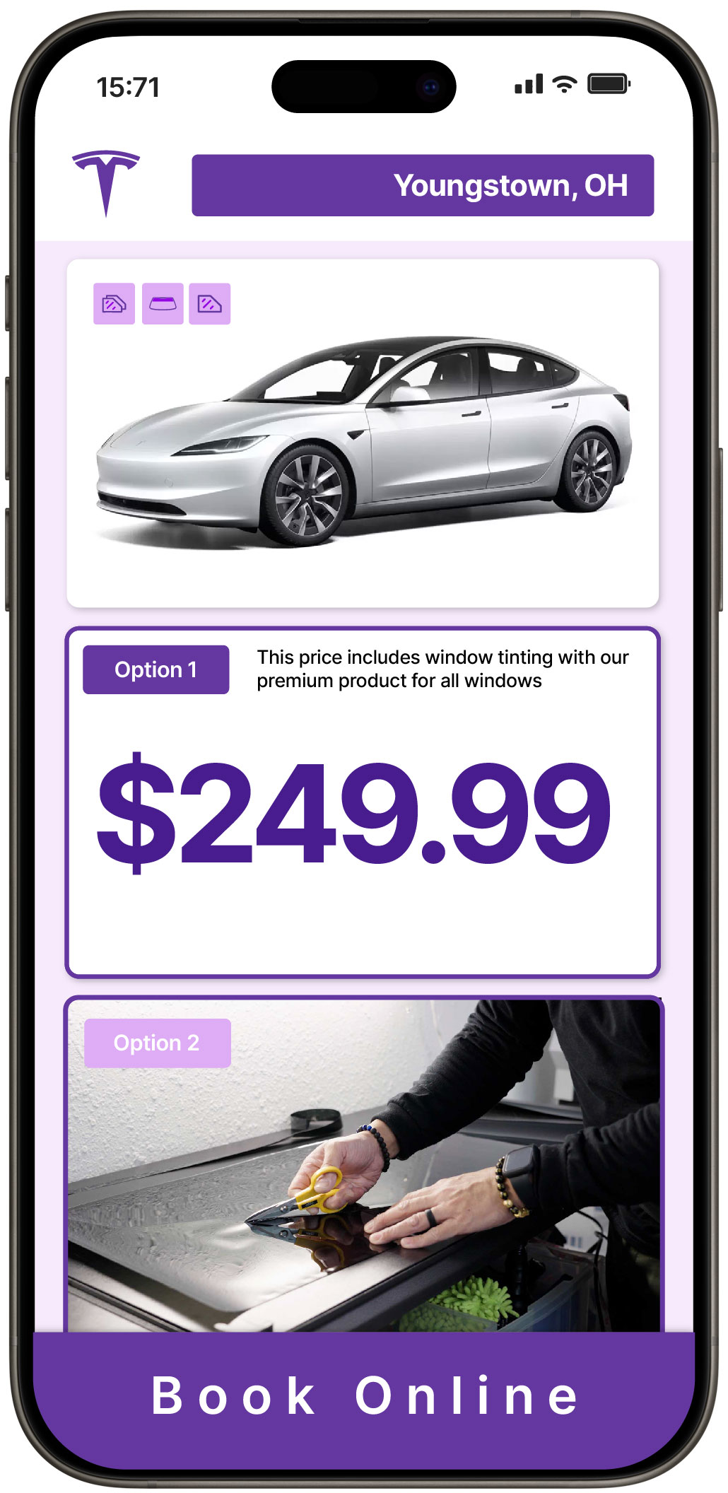 View Affordable Tesla Window Tinting Costs in Youngstown, Ohio