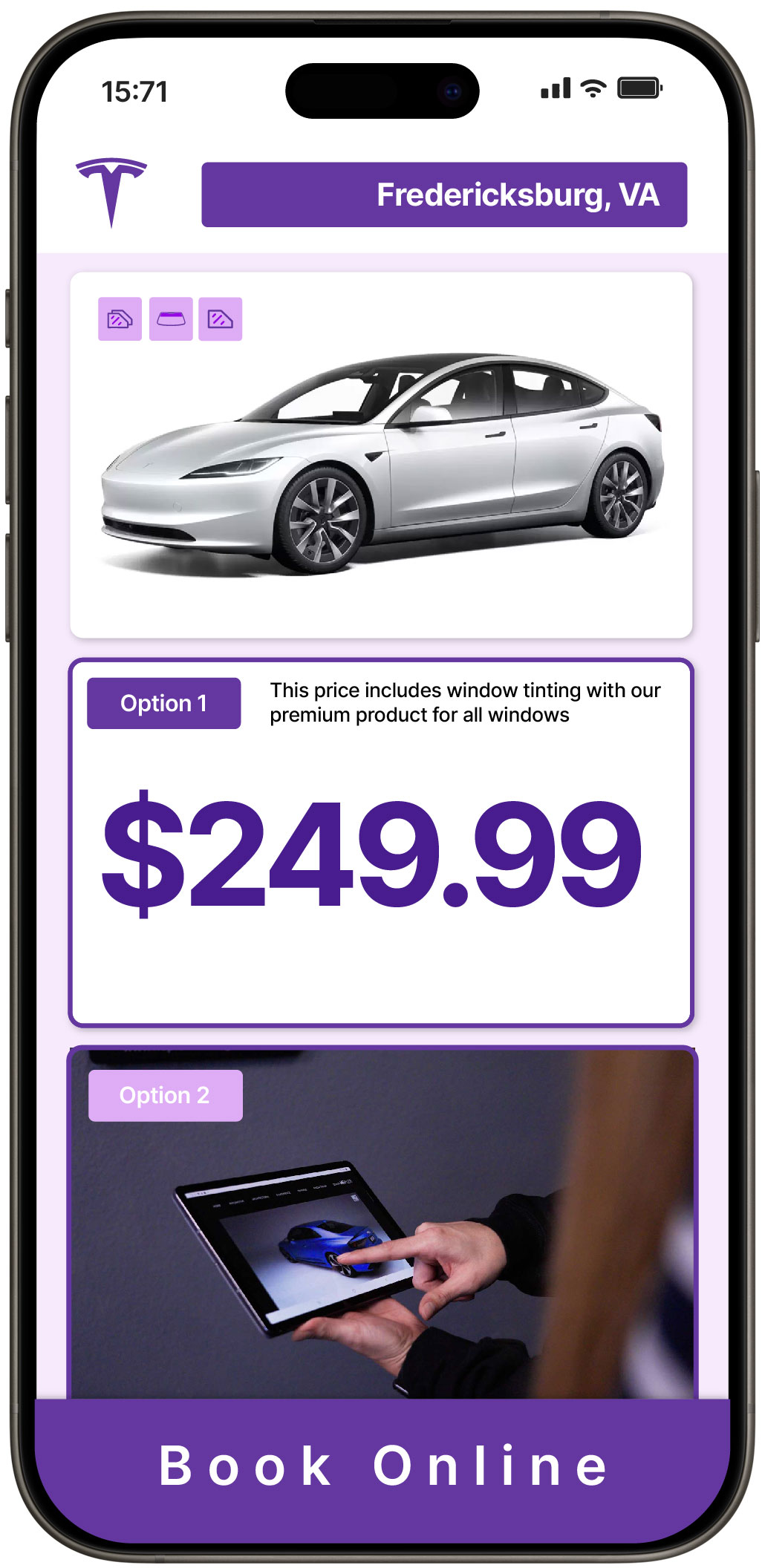 View Reasonable Tesla Window Tinting Prices in Fredericksburg, Virginia