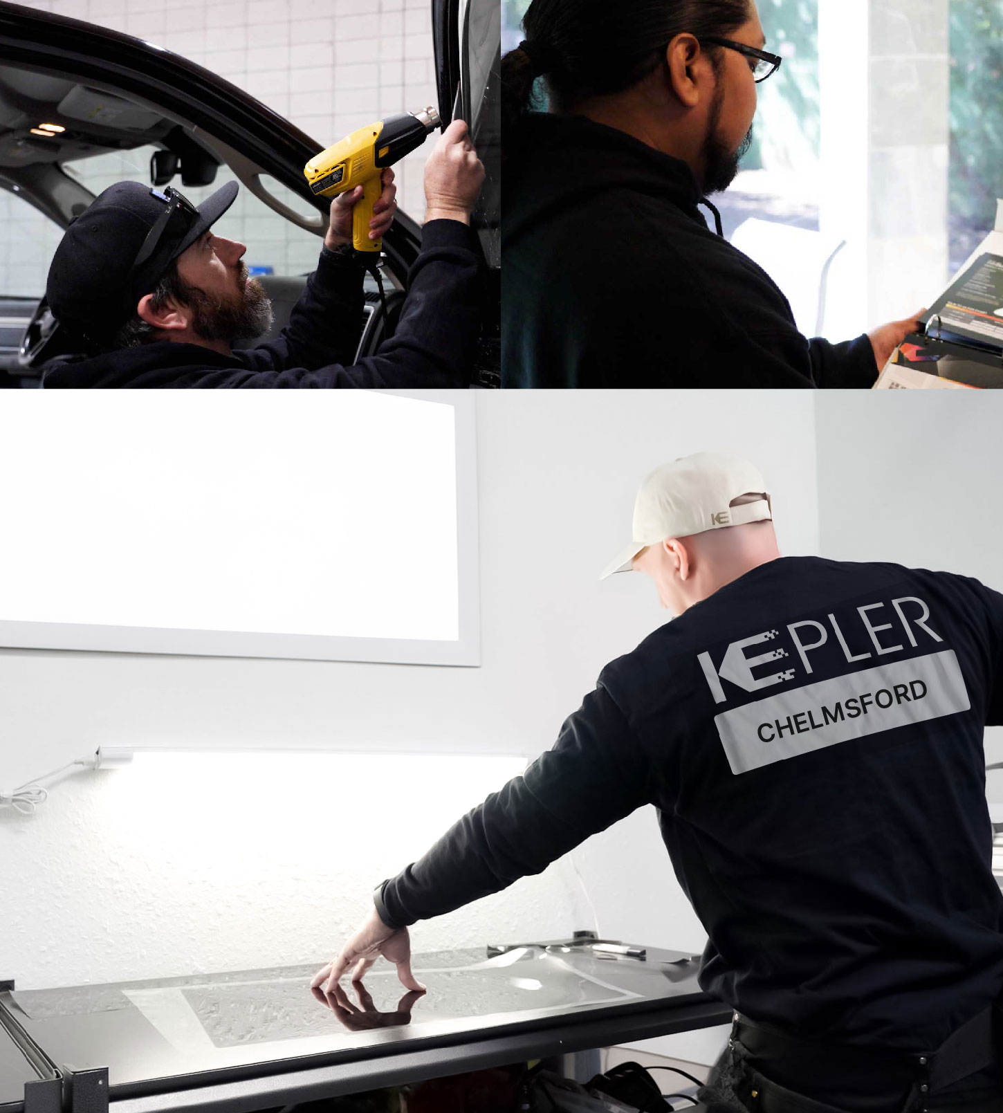 Window Tinting Specialist Cutting Film in Chelmsford, Massachusetts