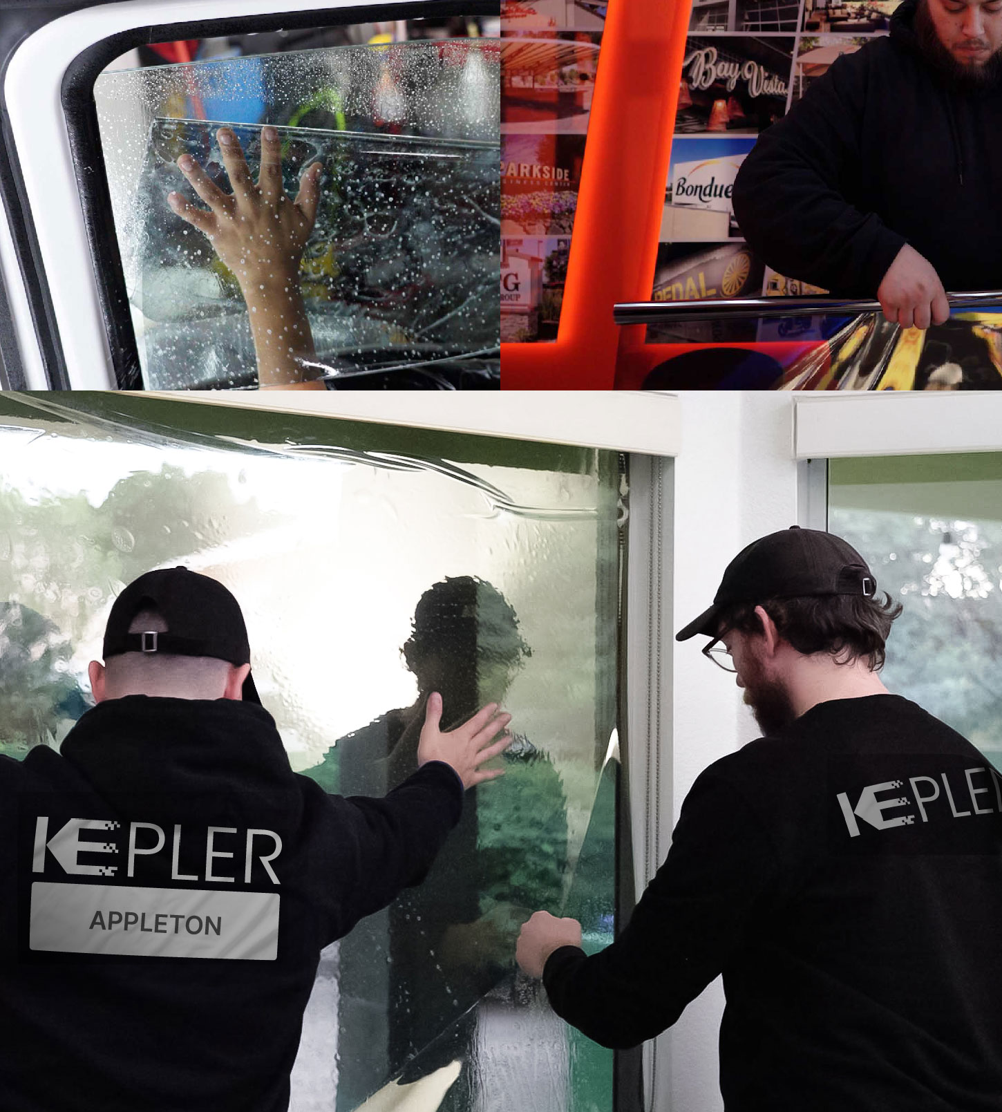 Kepler Technician Fitting High-tech Window Tint to Home in Appleton