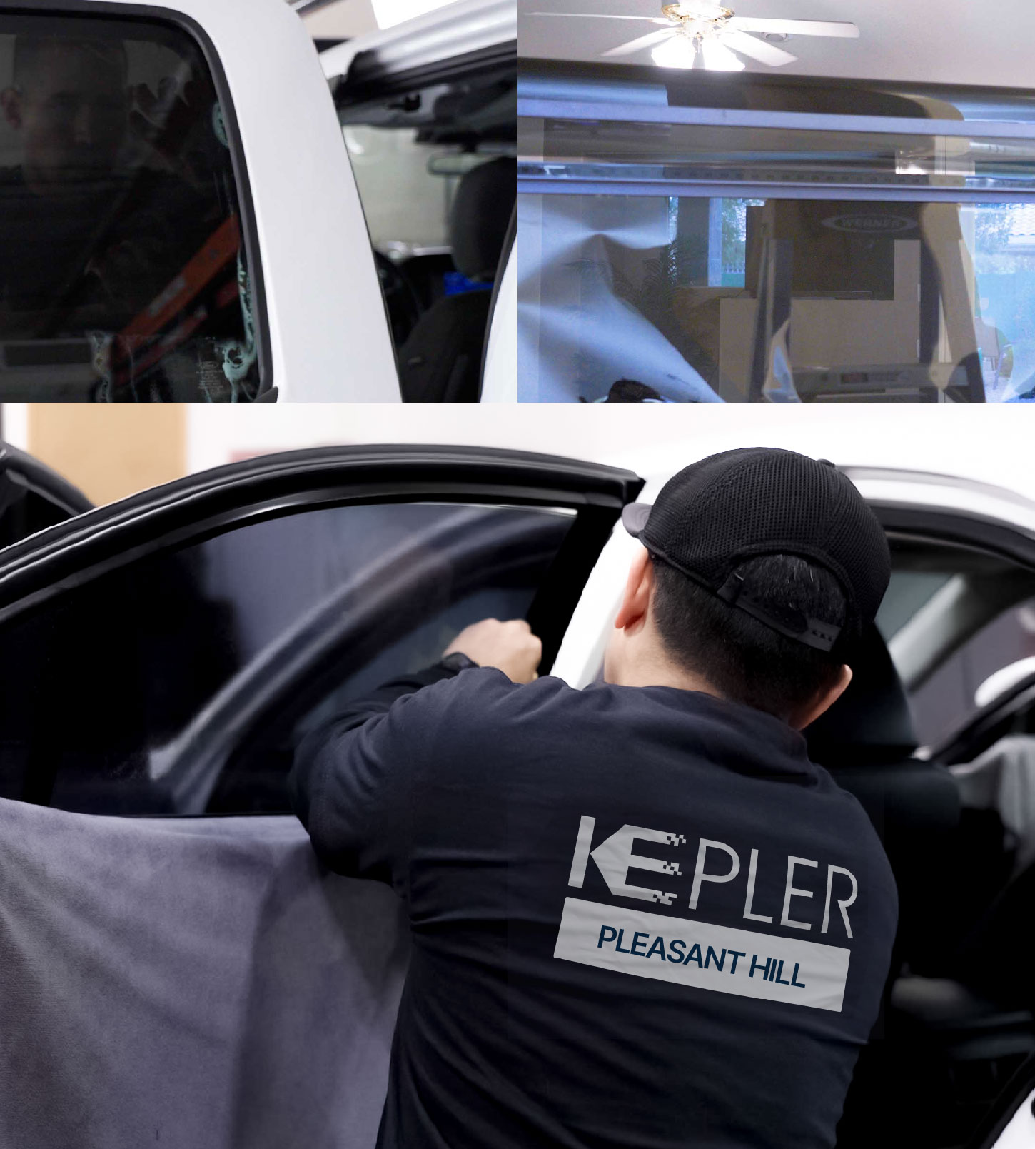 Automotive Window Tinting Expert Applying Film in Pleasant Hill, California
