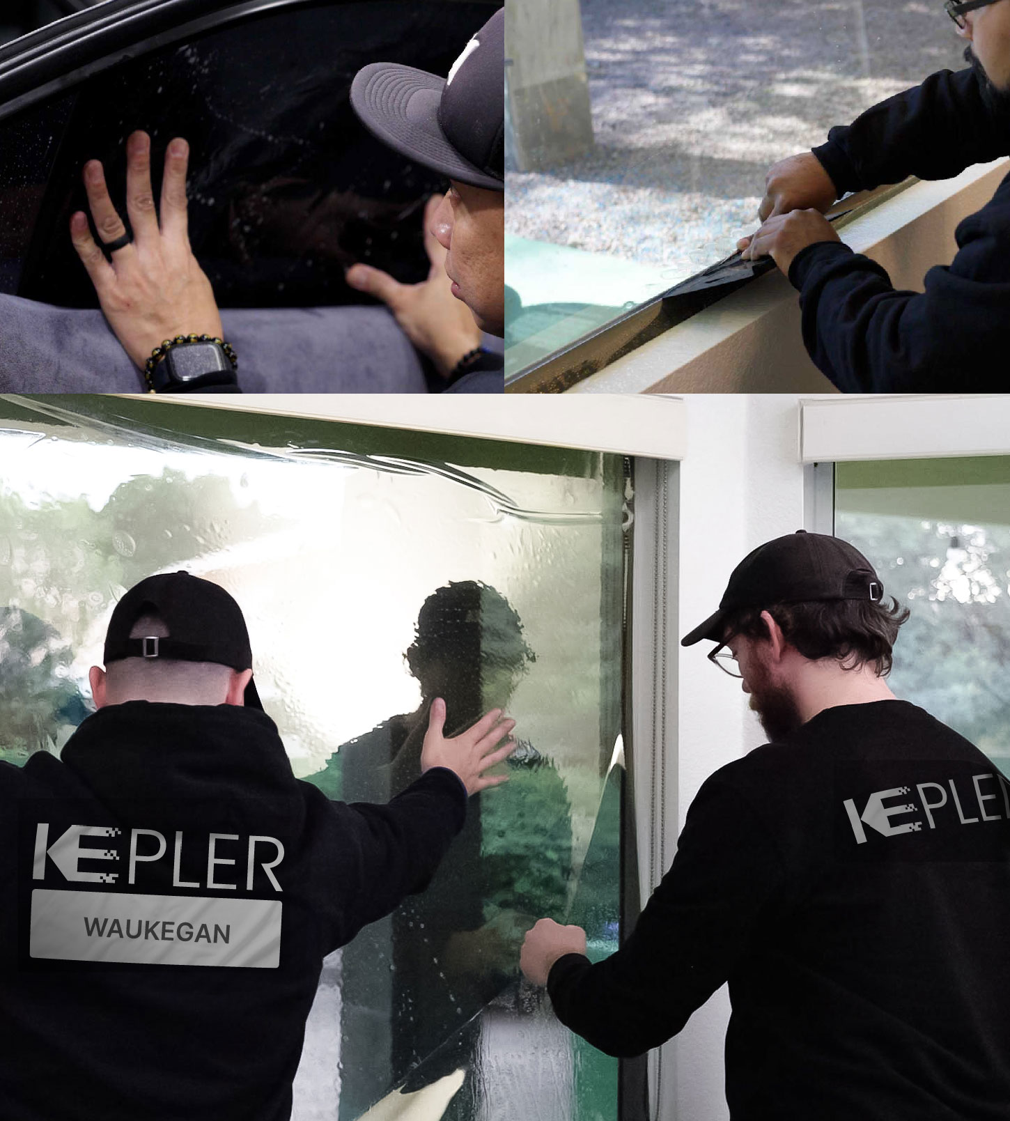Kepler Technician Applying High-tech Window Tint to Home in Waukegan