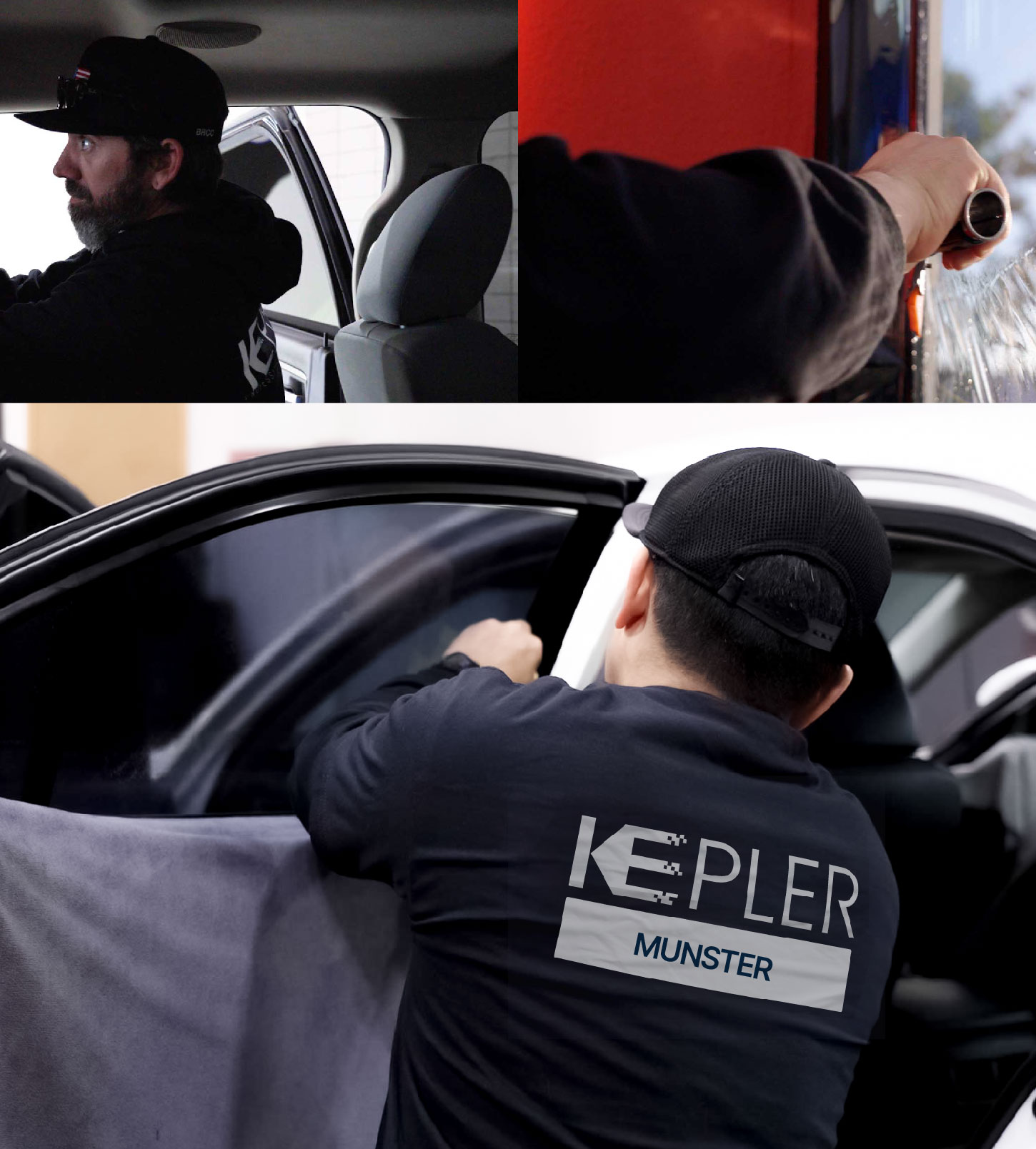 Automotive Window Tinting Expert Applying Film in Munster, Indiana
