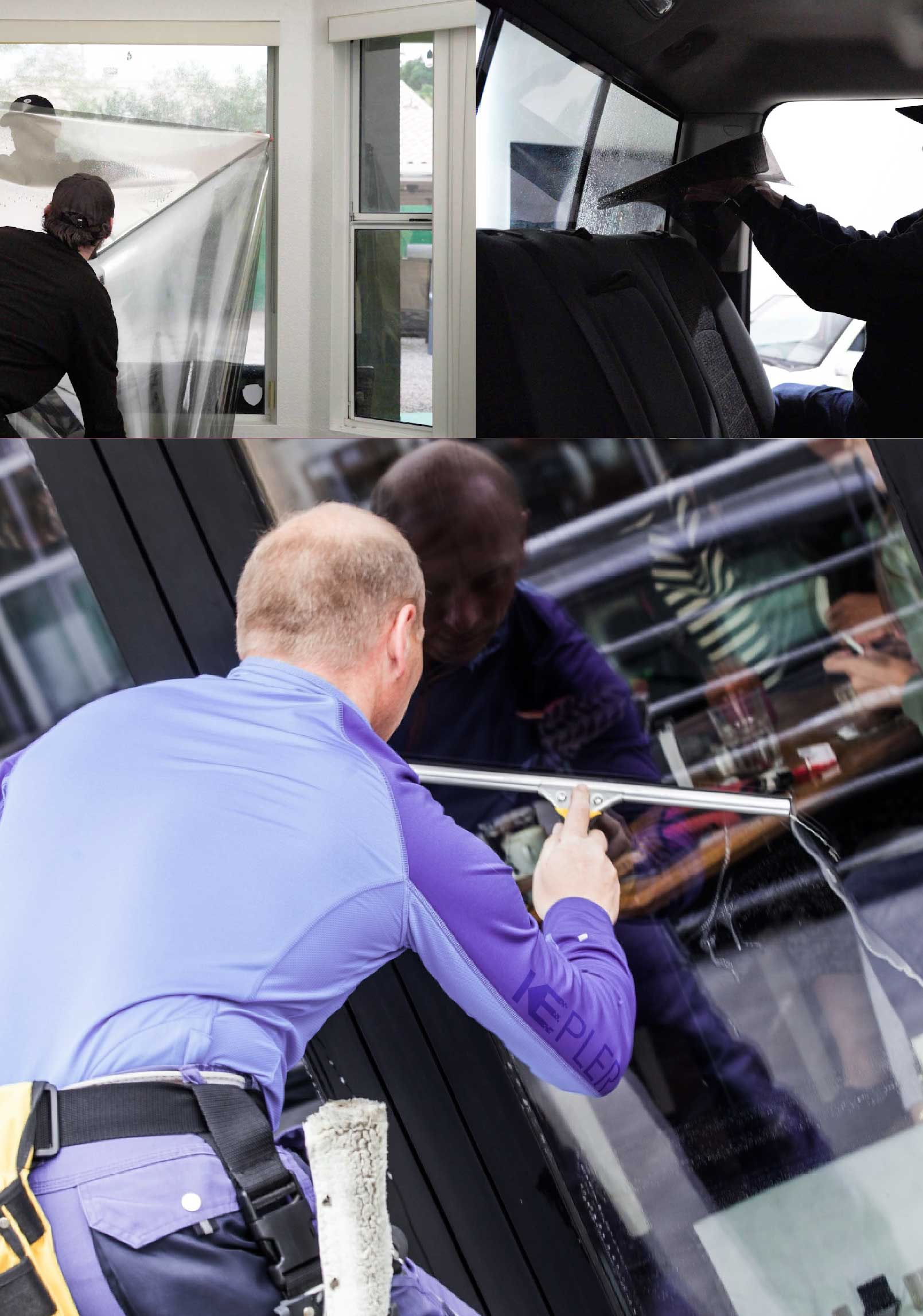 Kepler Professional Applying Anti-Graffiti Window Film to a Sanger Shop Front