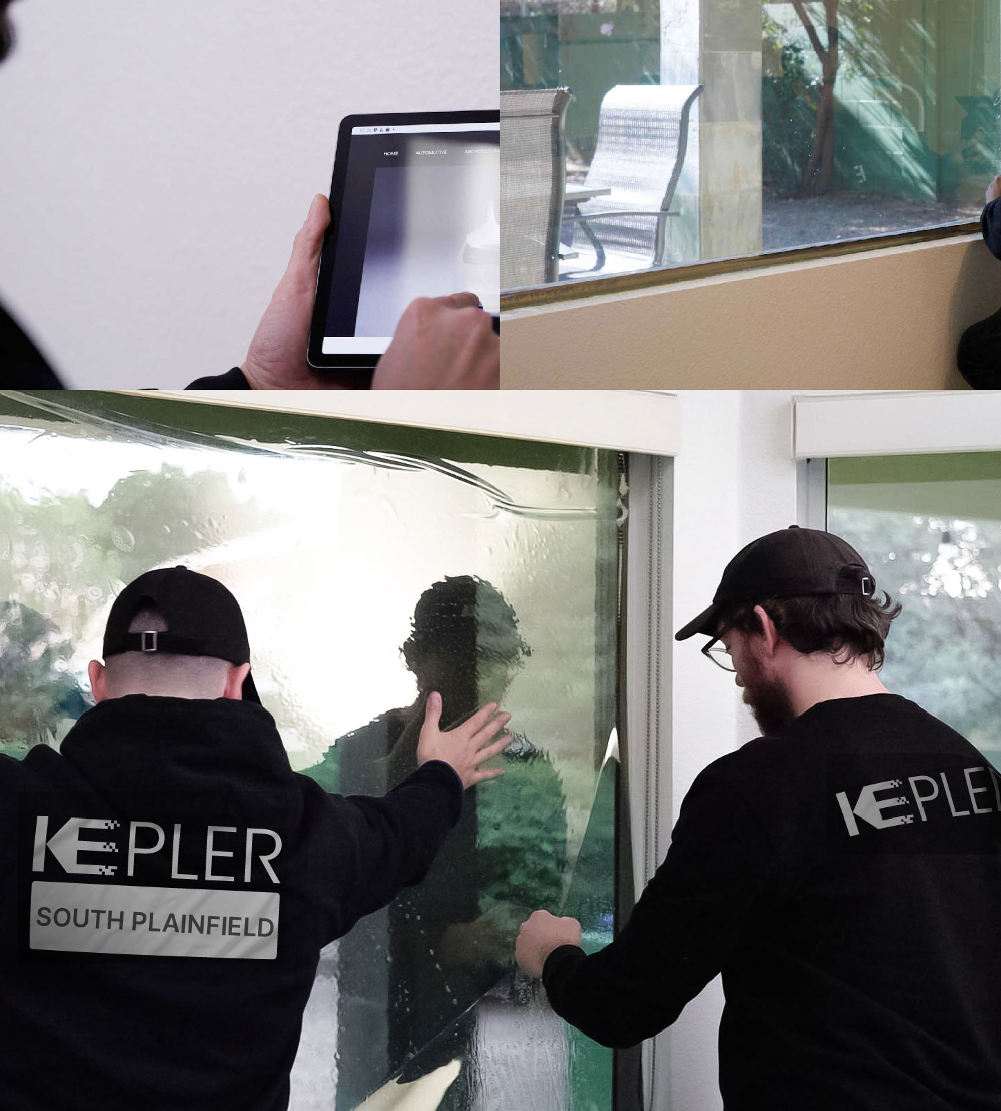 Kepler Technician Installing Ceramic Window Tint to Home in South Plainfield