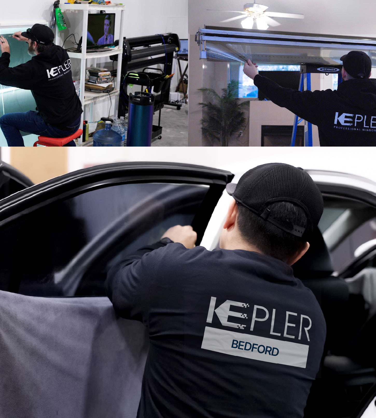 Automotive Window Tinting Expert Applying Film in Bedford, Texas
