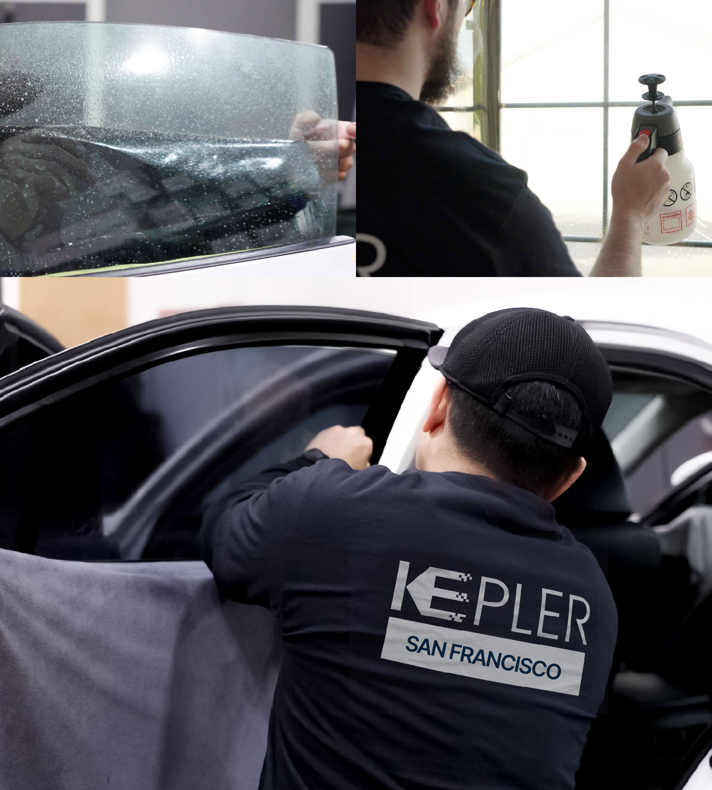 Automotive Window Tinting Expert Applying Film in San Francisco, California