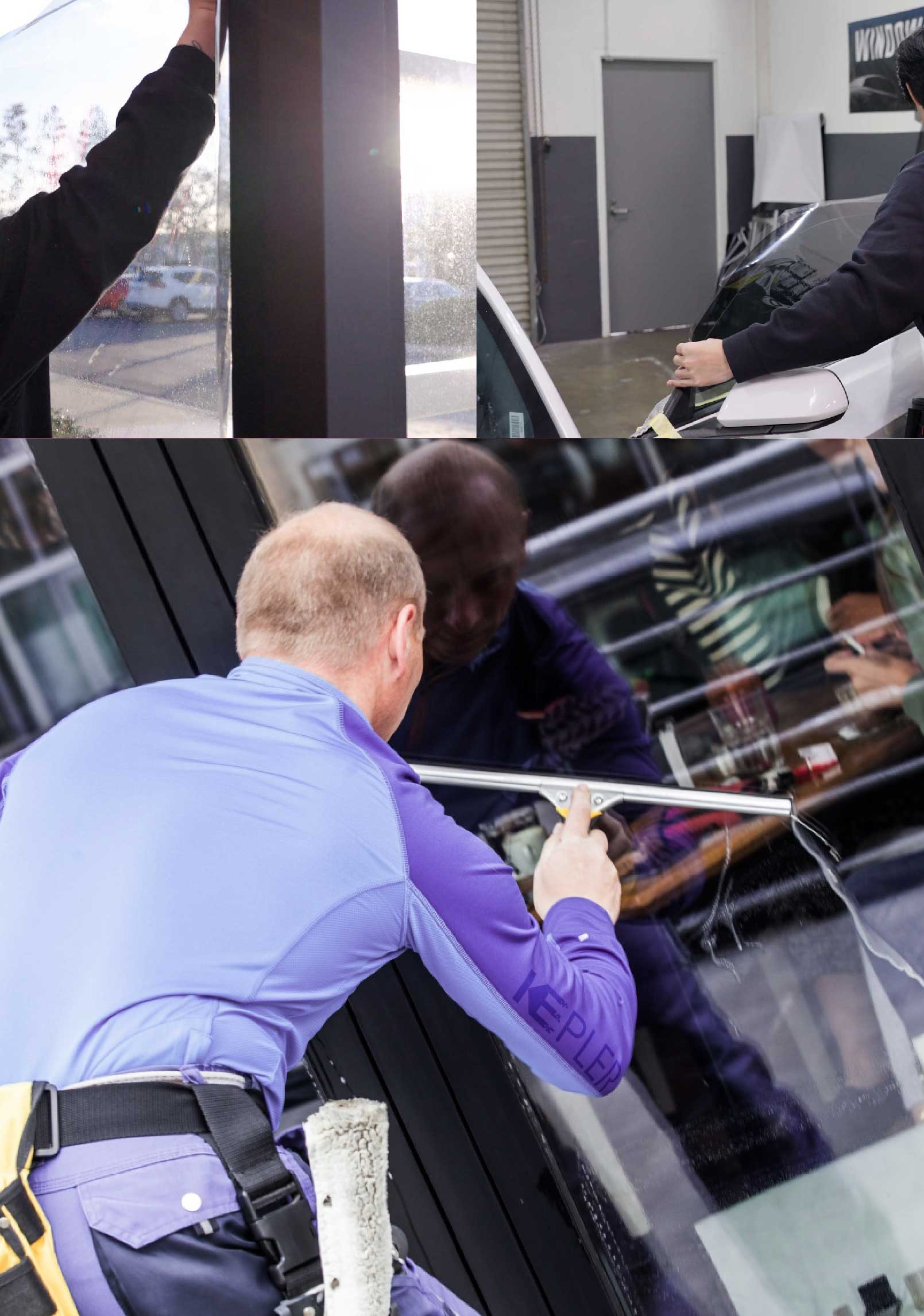 Kepler Professional Applying Anti-Graffiti Window Film to a Poway Shop Front