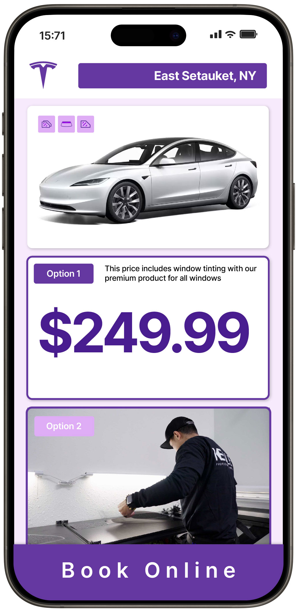 View Competitive Tesla Window Tinting Rates in East Setauket, New York