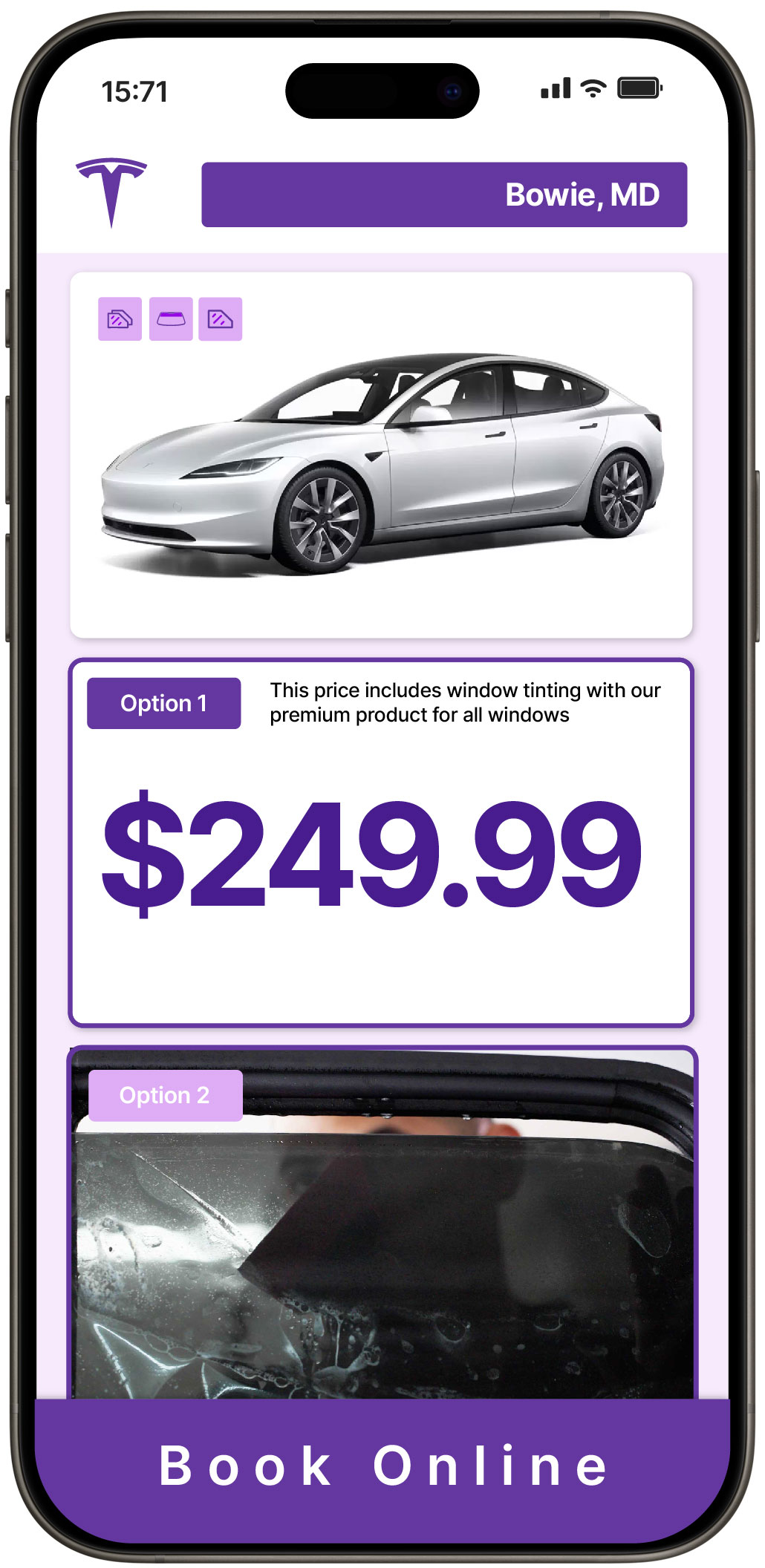 View Competitive Tesla Window Tinting Prices in Bowie, Maryland