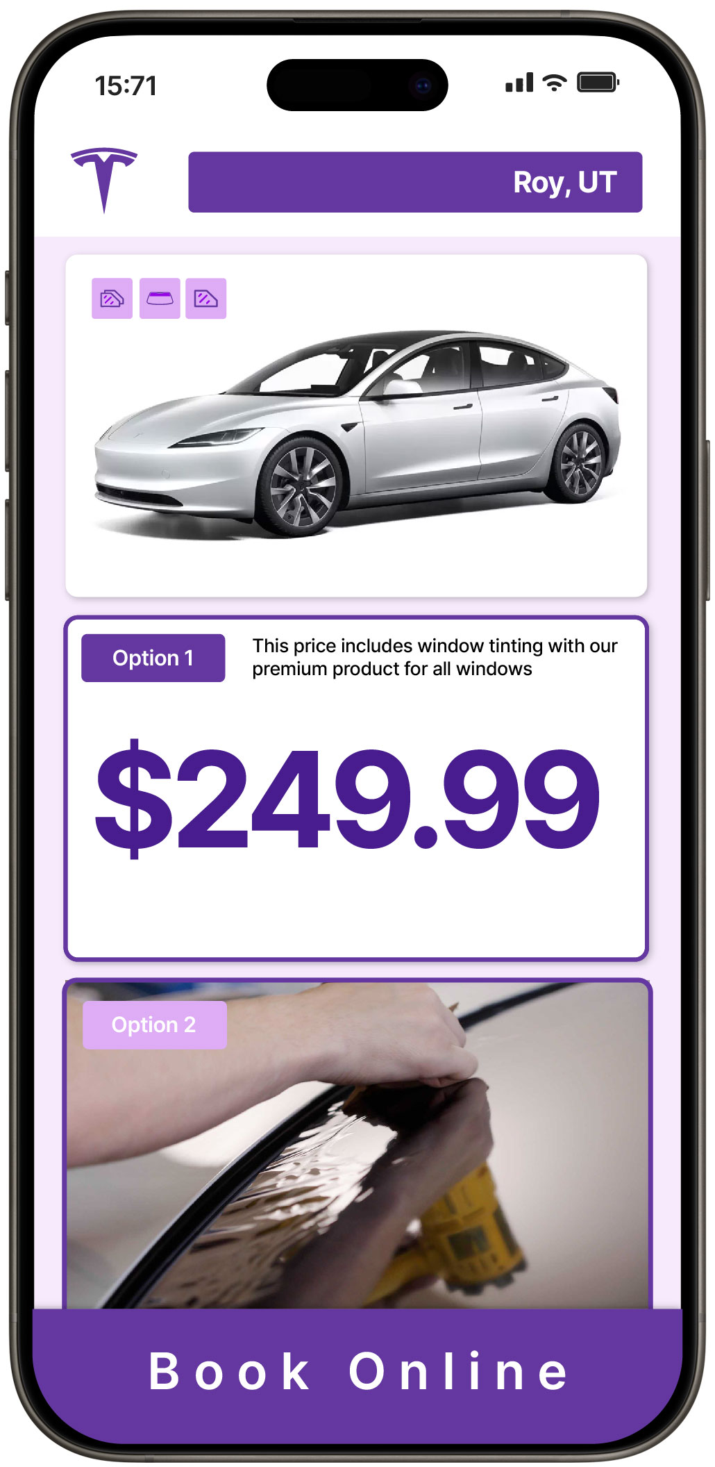View Affordable Tesla Window Tinting Prices in Roy, Utah