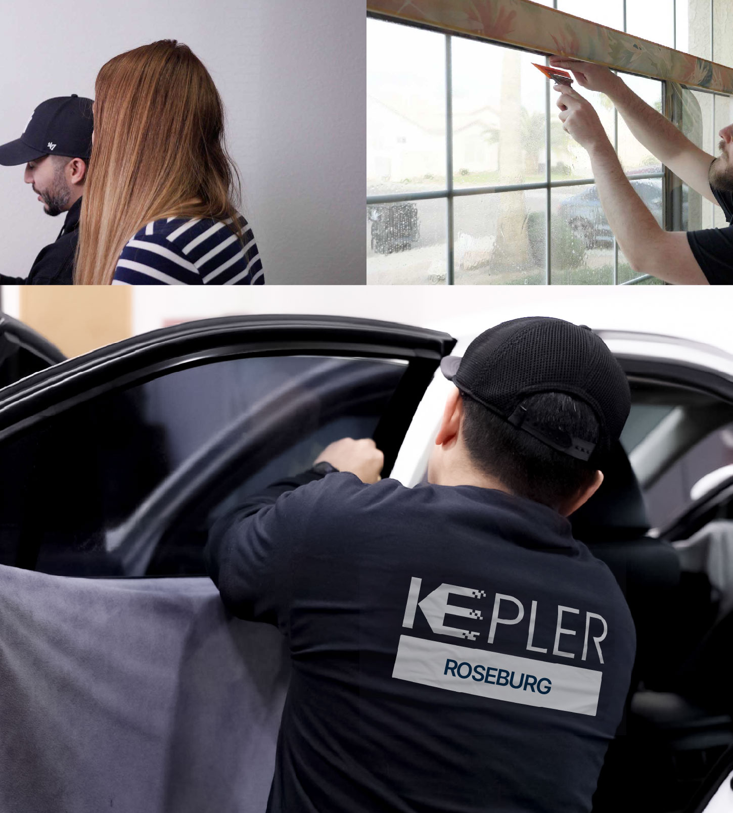 Automotive Window Tinting Expert Applying Film in Roseburg, Oregon