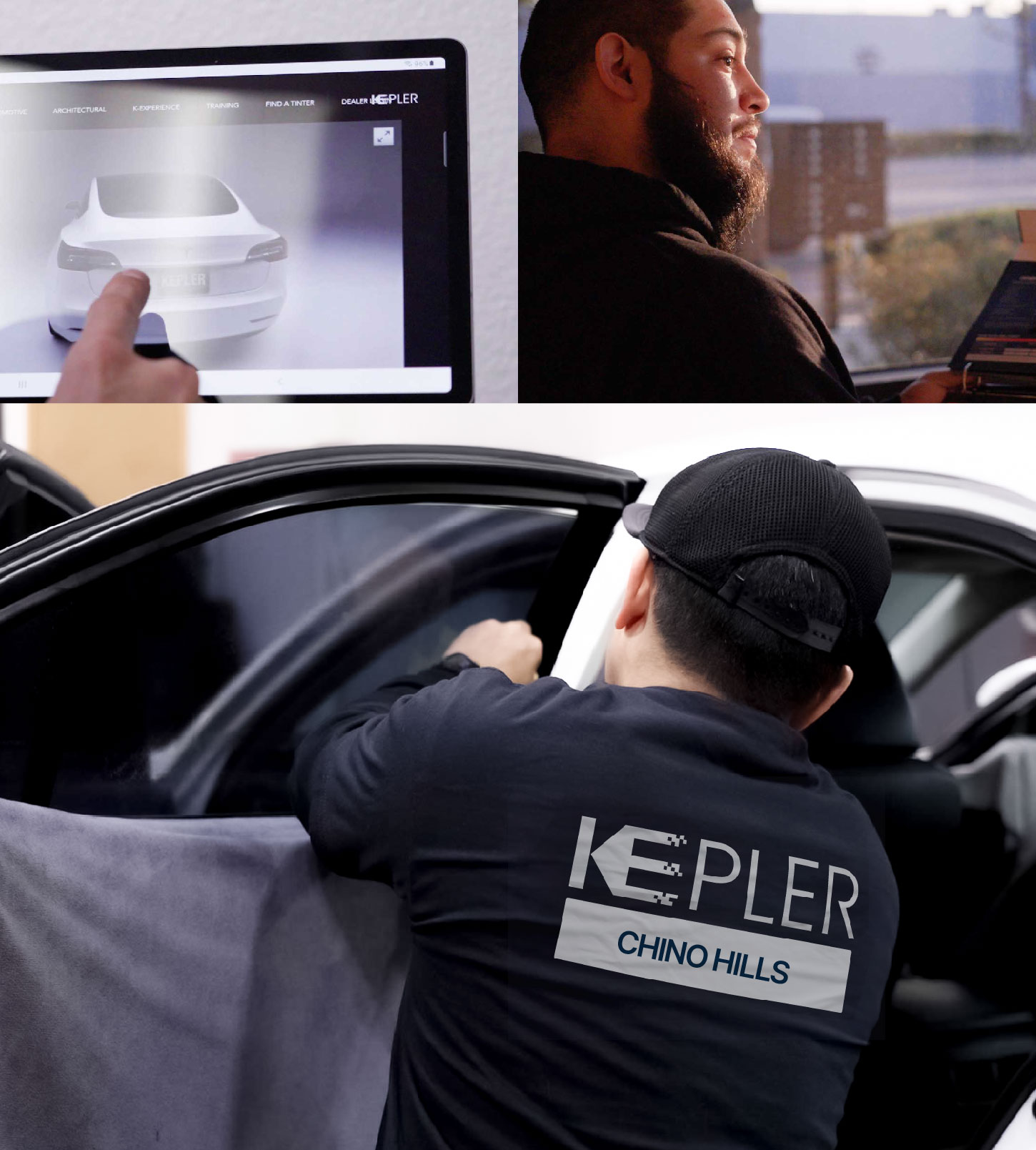 Automotive Window Tinting Expert Applying Film in Chino Hills, California