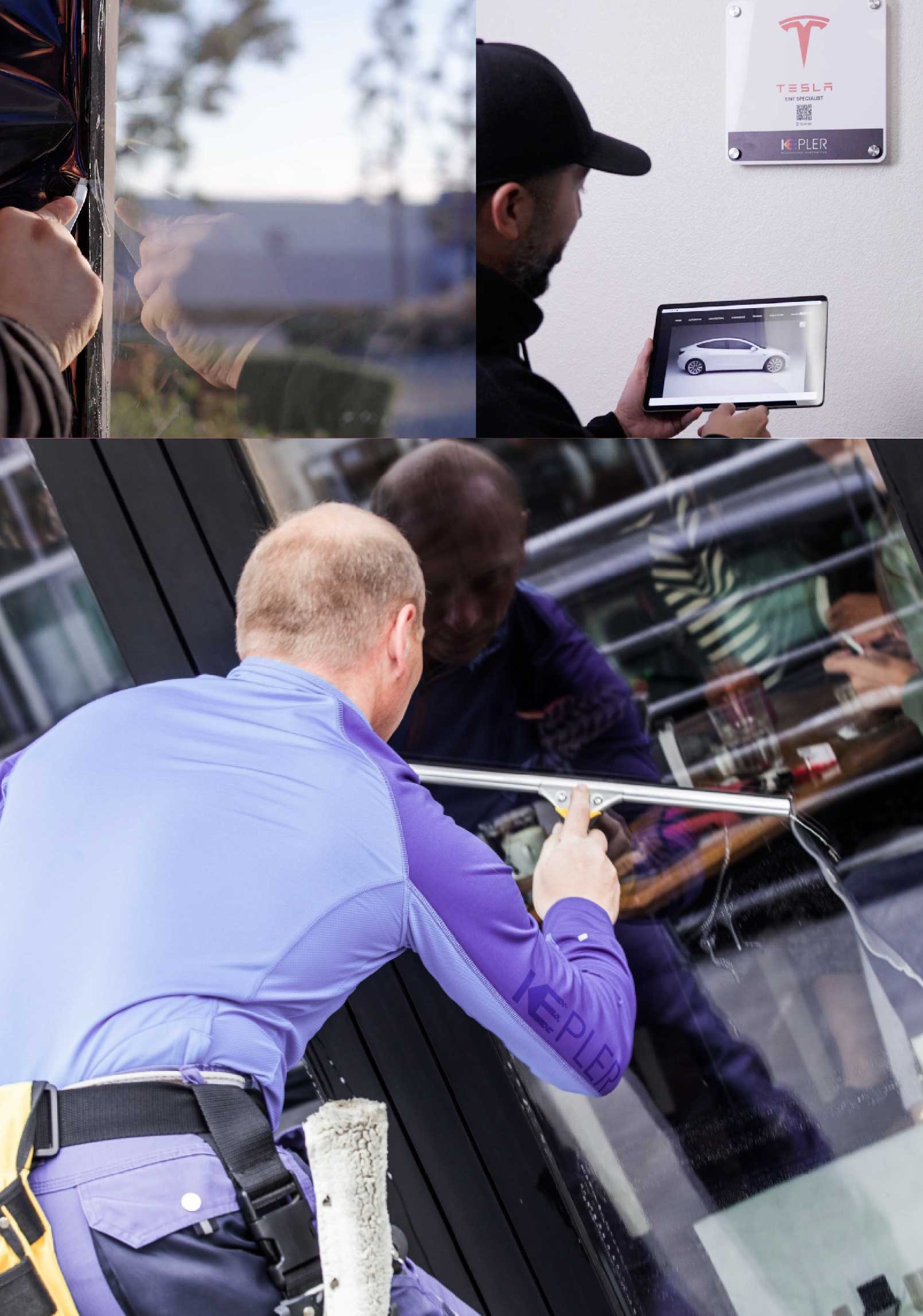 Kepler Professional Applying Anti-Graffiti Window Film to a Muscatine Shop Front