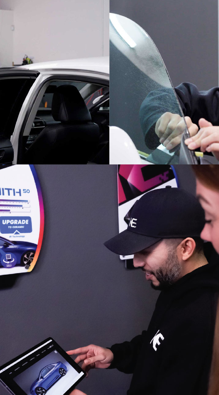 Kepler Dealer Showing Car Window Film Options to Customer in East Peoria, Illinois