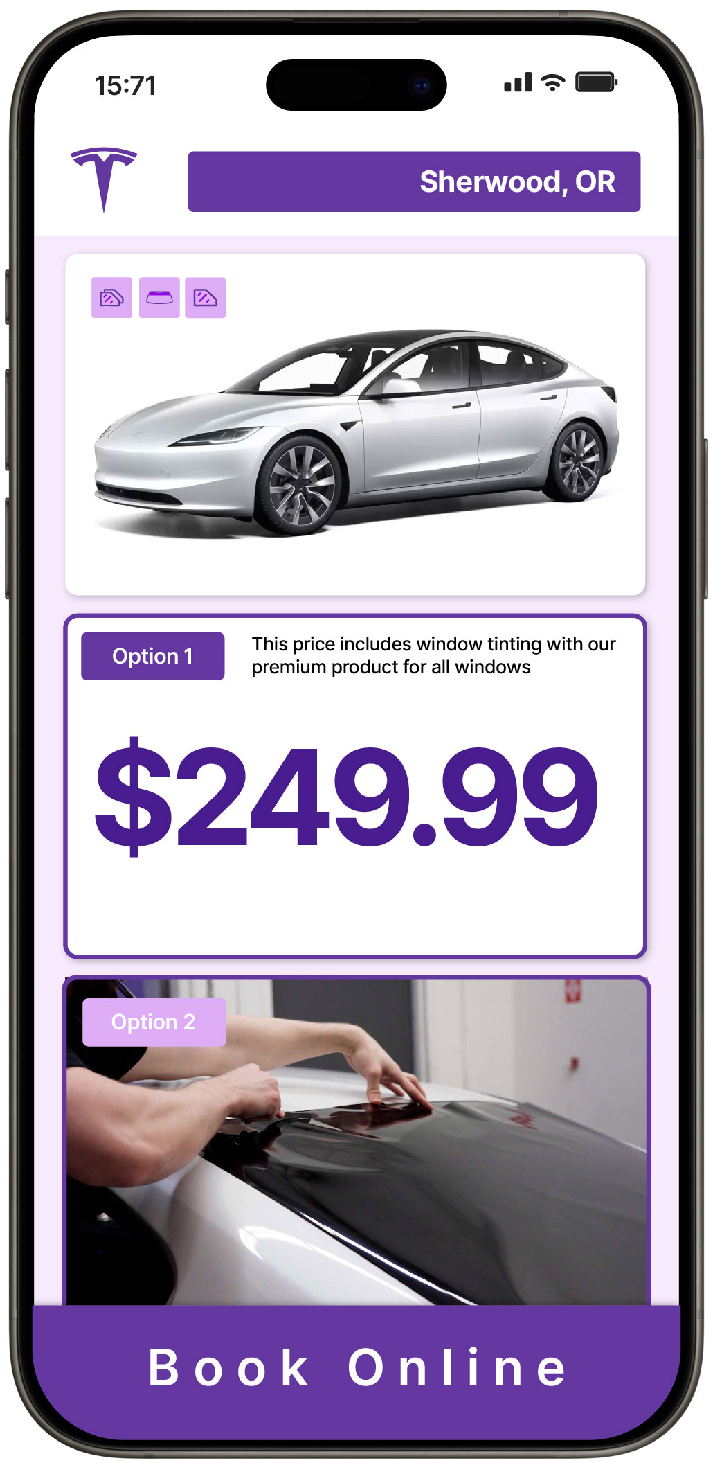 View Competitive Tesla Window Tinting Costs in Sherwood, Oregon