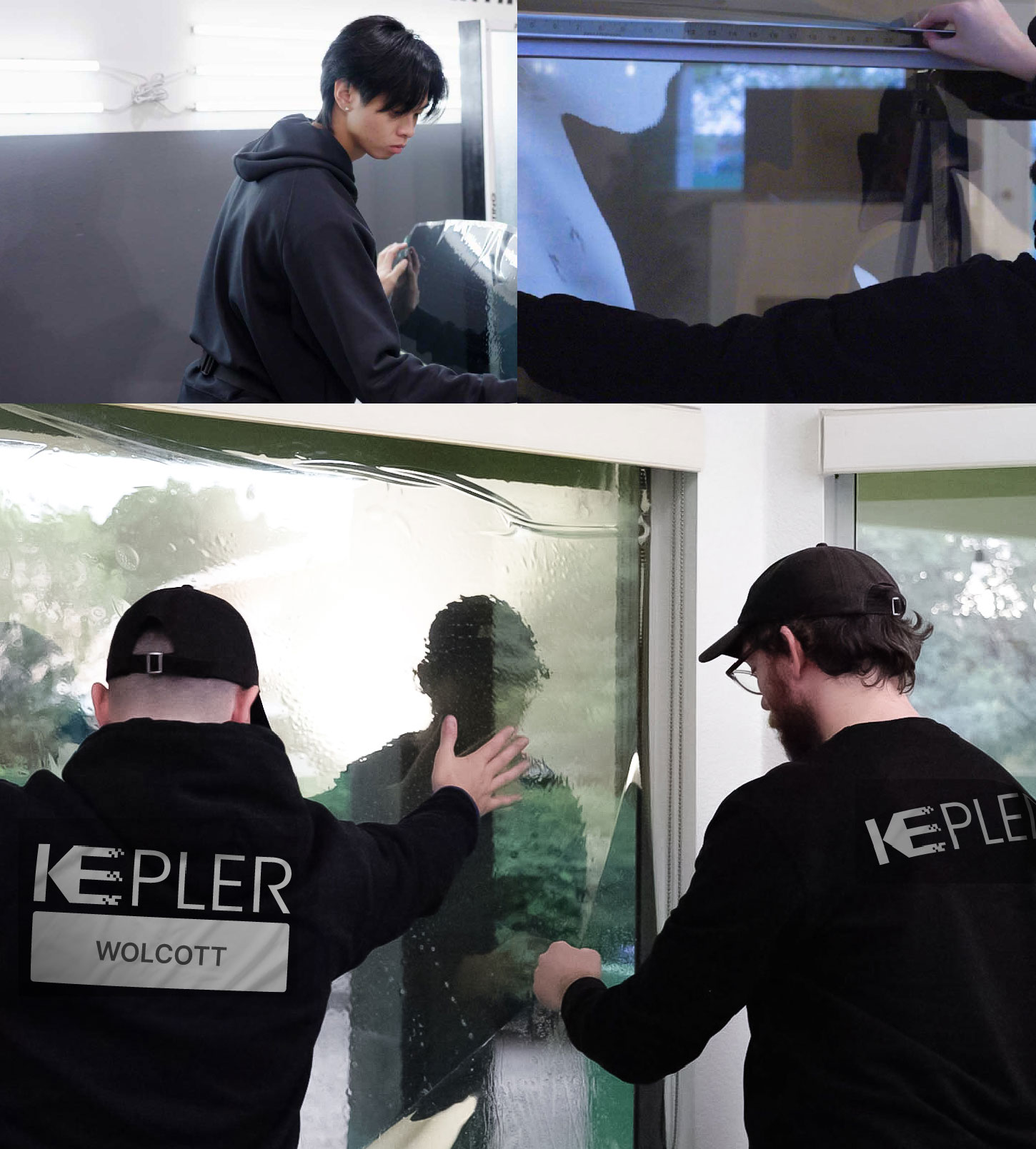 Expert Technician Applying Advanced Window Tint to Home in Wolcott