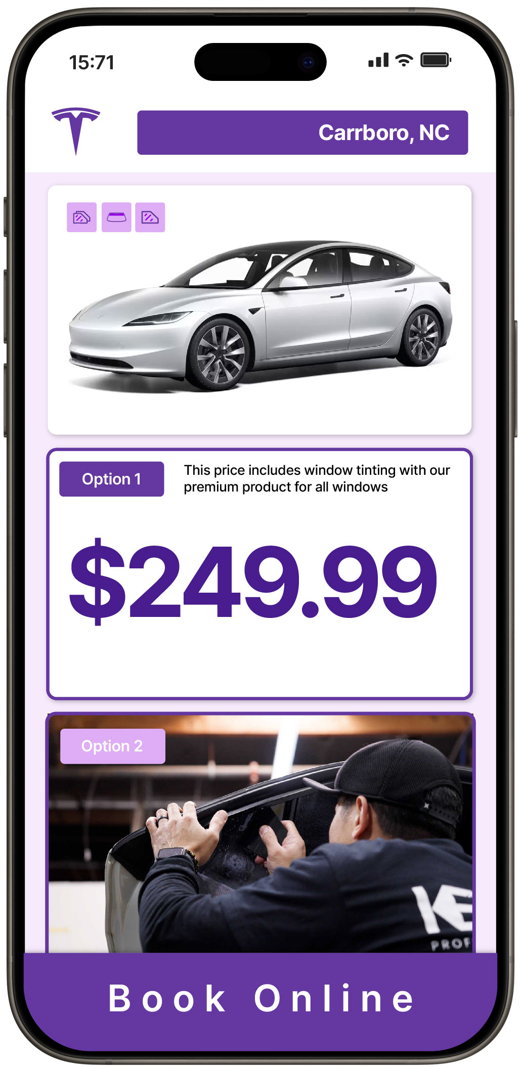 View Affordable Tesla Window Tinting Prices in Carrboro, North Carolina