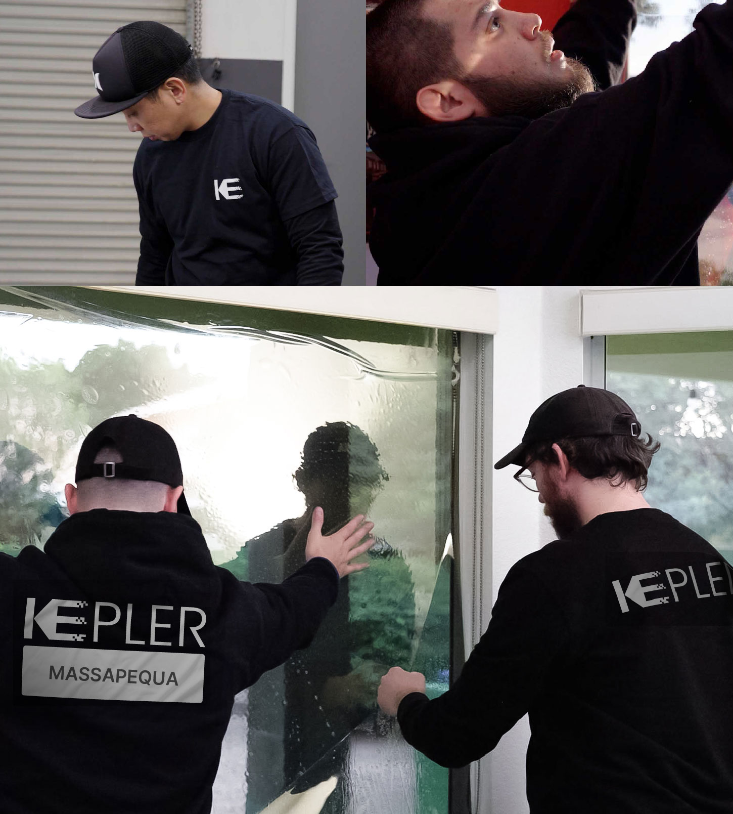 Expert Technician Fitting Ceramic Window Tint to Home in Massapequa