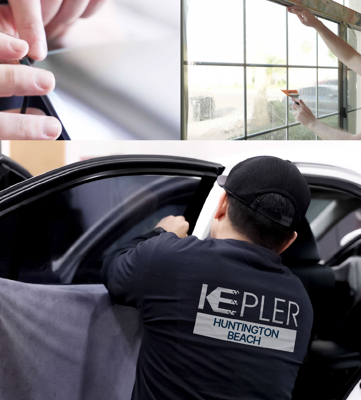 Automotive Window Tinting Expert Applying Film in Huntington Beach, California
