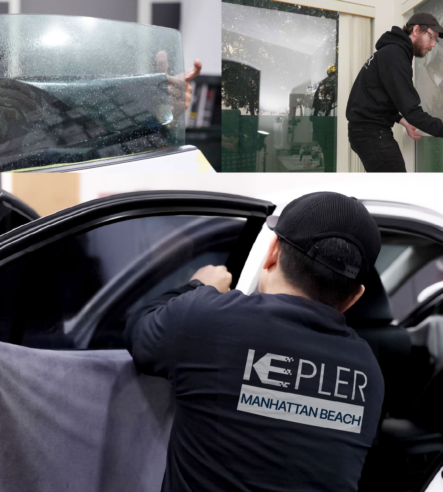 Automotive Window Tinting Expert Applying Film in Manhattan Beach, California
