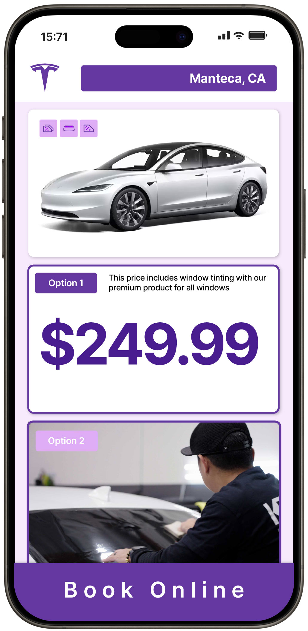 View Competitive Tesla Window Tinting Rates in Manteca, California