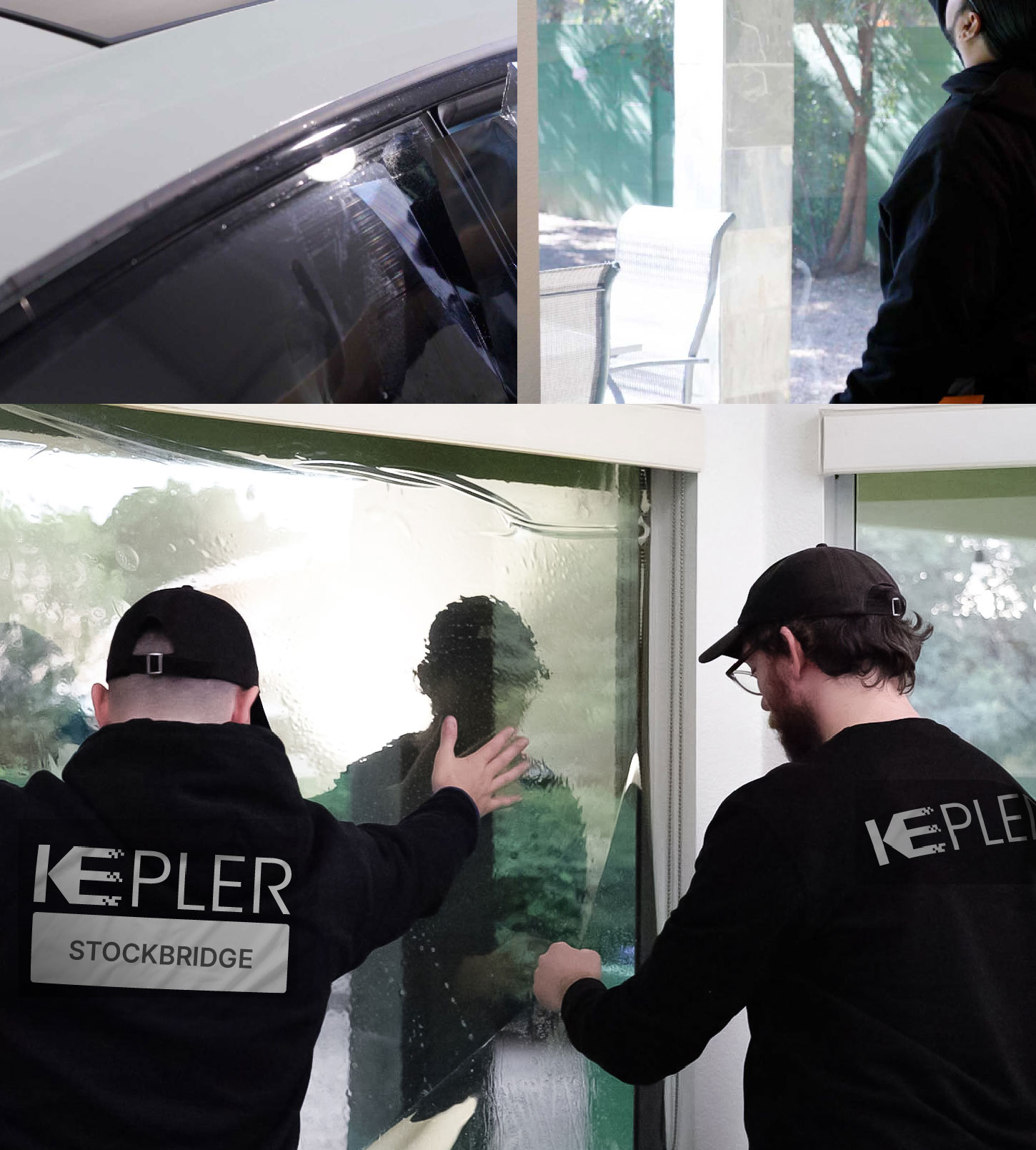 Expert Technician Applying Ceramic Window Tint to Home in Stockbridge