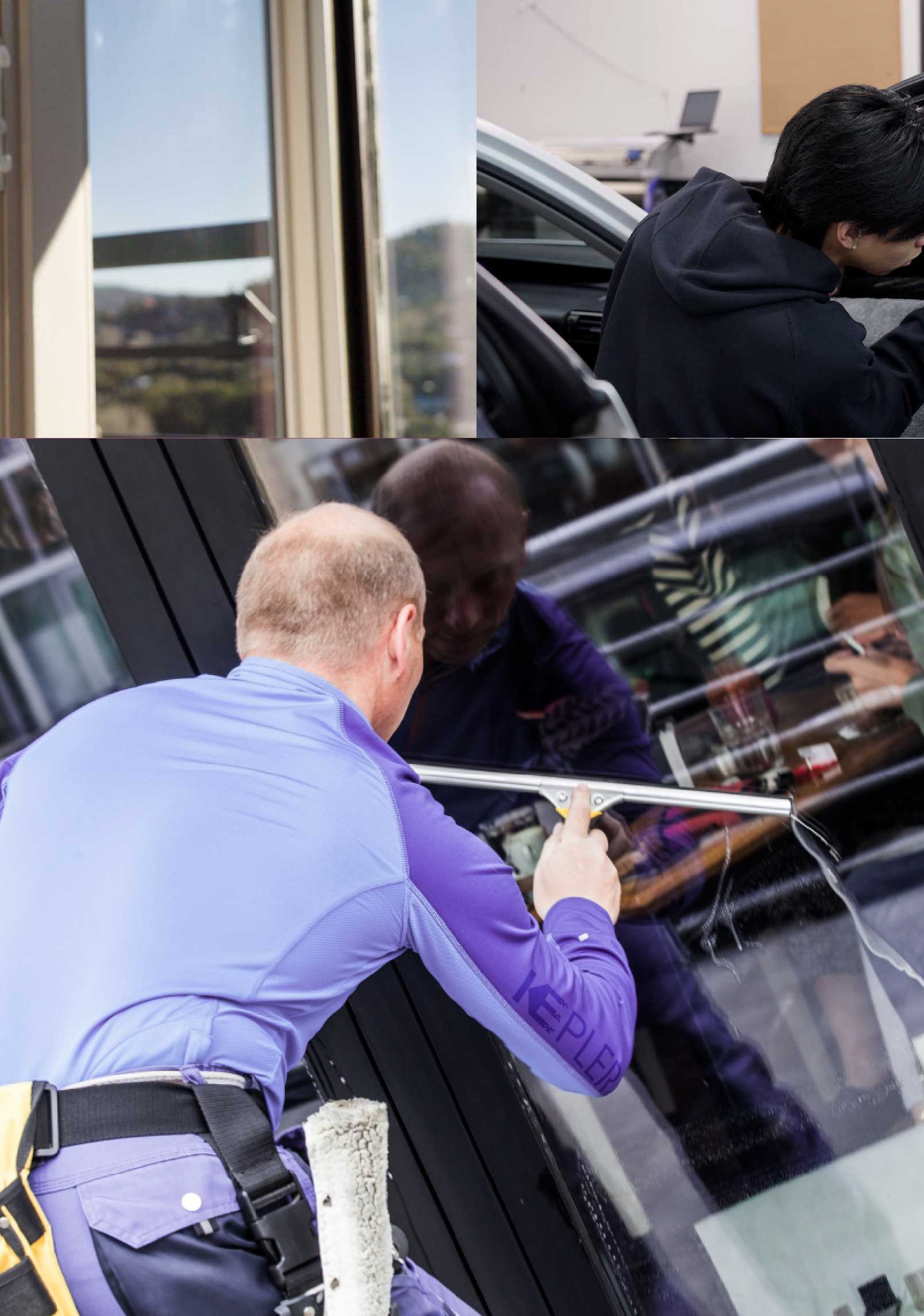 Kepler Skilled Applying Anti-Graffiti Window Film to a Roosevelt Shop Front