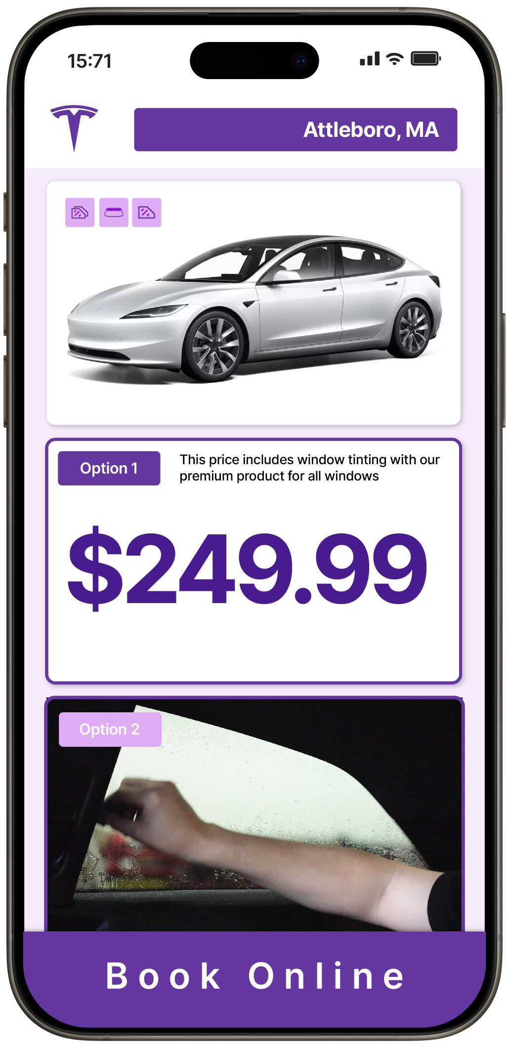 View Affordable Tesla Window Tinting Rates in Attleboro, Massachusetts