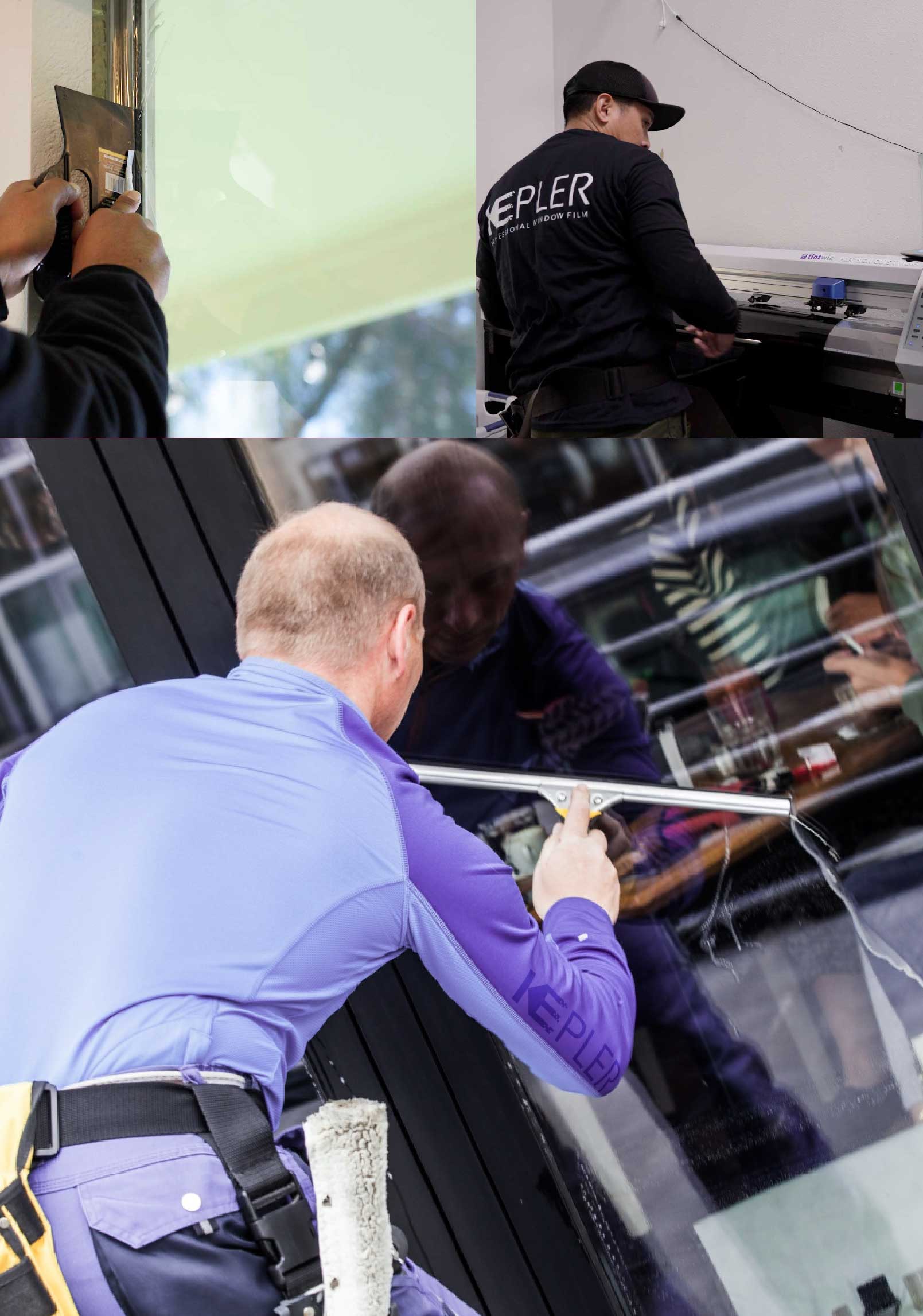 Kepler Professional Applying Anti-Graffiti Window Film to a Alief Shop Front
