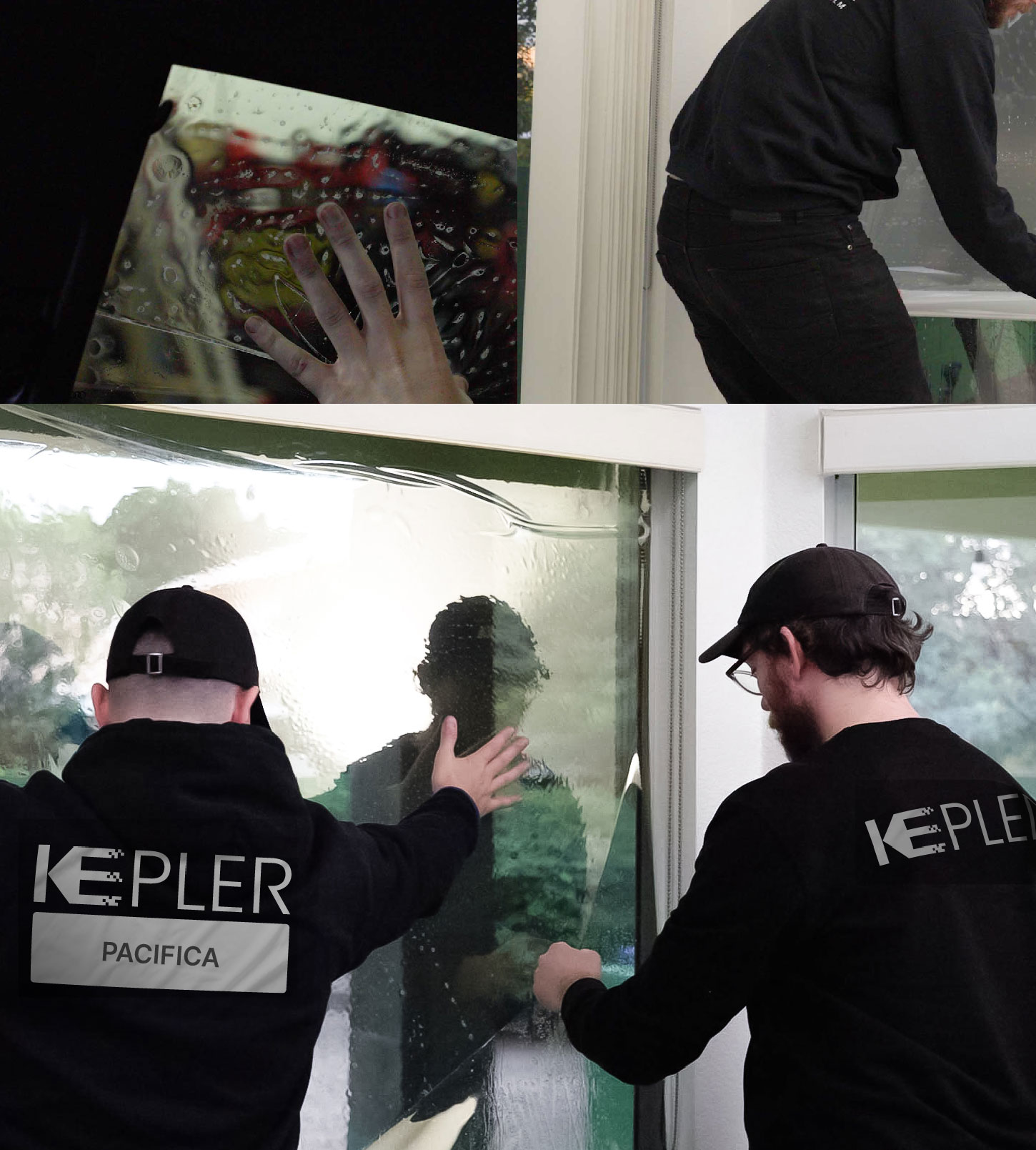 Kepler Technician Applying Ceramic Window Tint to Home in Pacifica