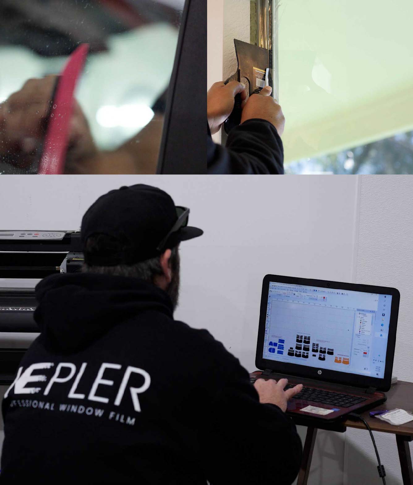 Ceramic Window Tinting Expert Cutting Film in Carrollton, Texas