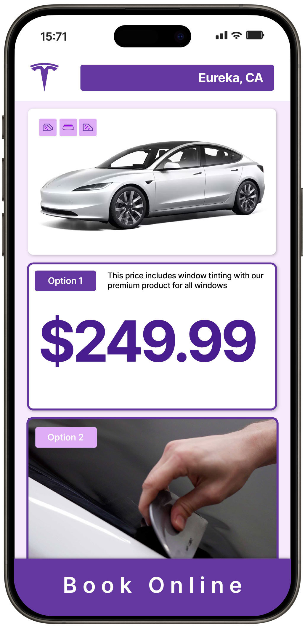 View Affordable Tesla Window Tinting Prices in Eureka, California