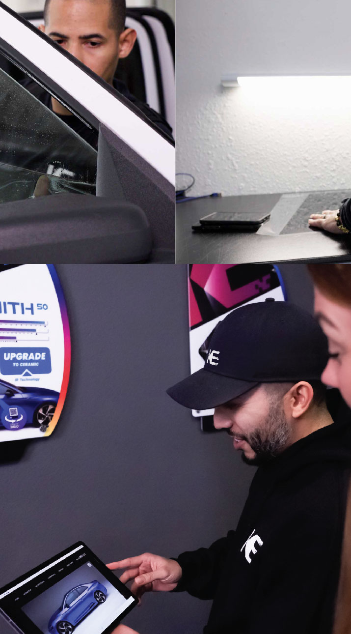 Kepler Dealer Showing Car Window Film Options to Customer in Gadsden, Alabama