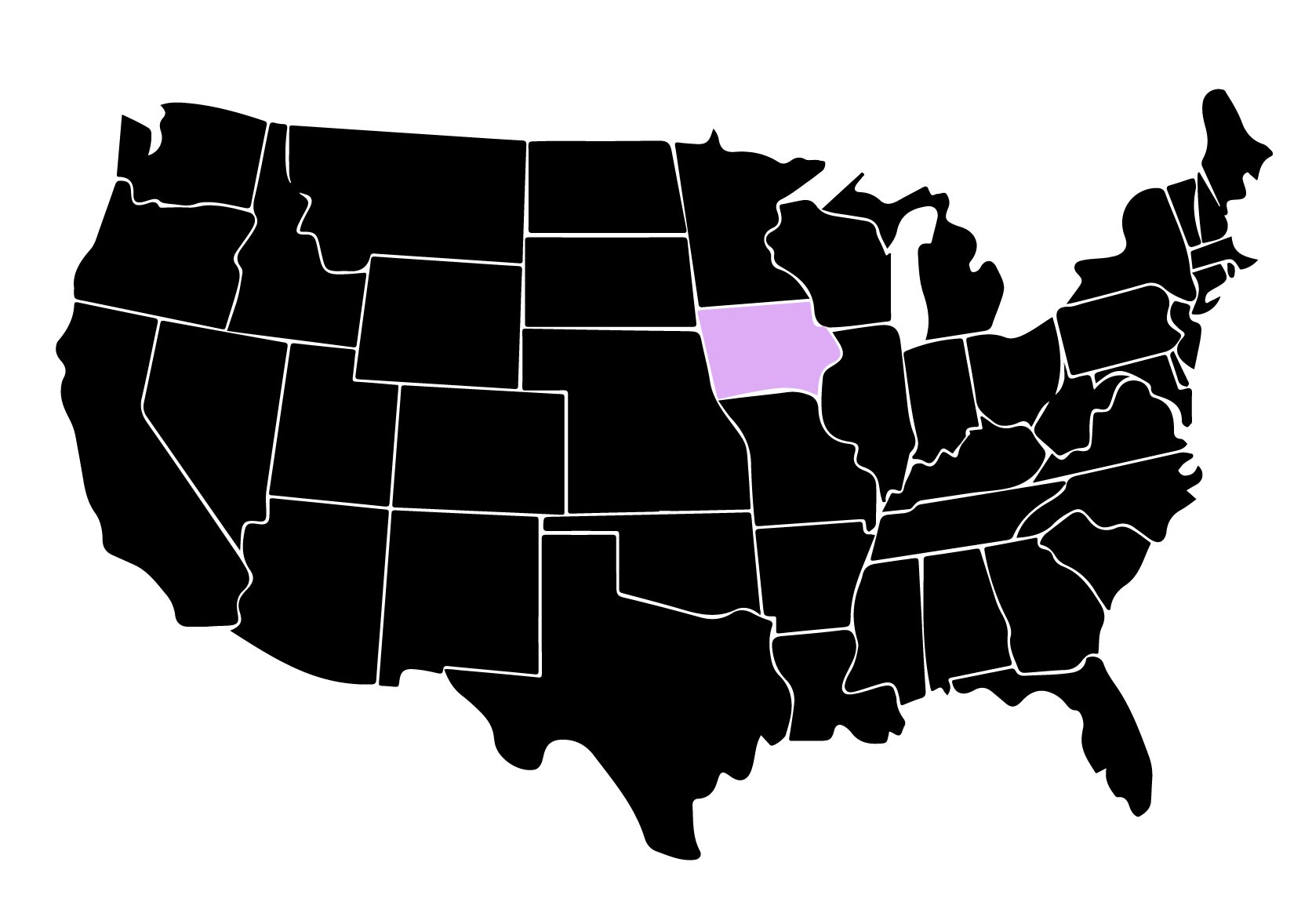 Map Showing Location of Kepler Window Tinters in Marshalltown, Iowa with Purple Area on the State