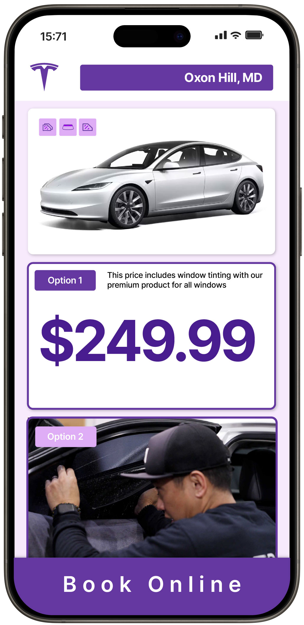 View Reasonable Tesla Window Tinting Prices in Oxon Hill, Maryland