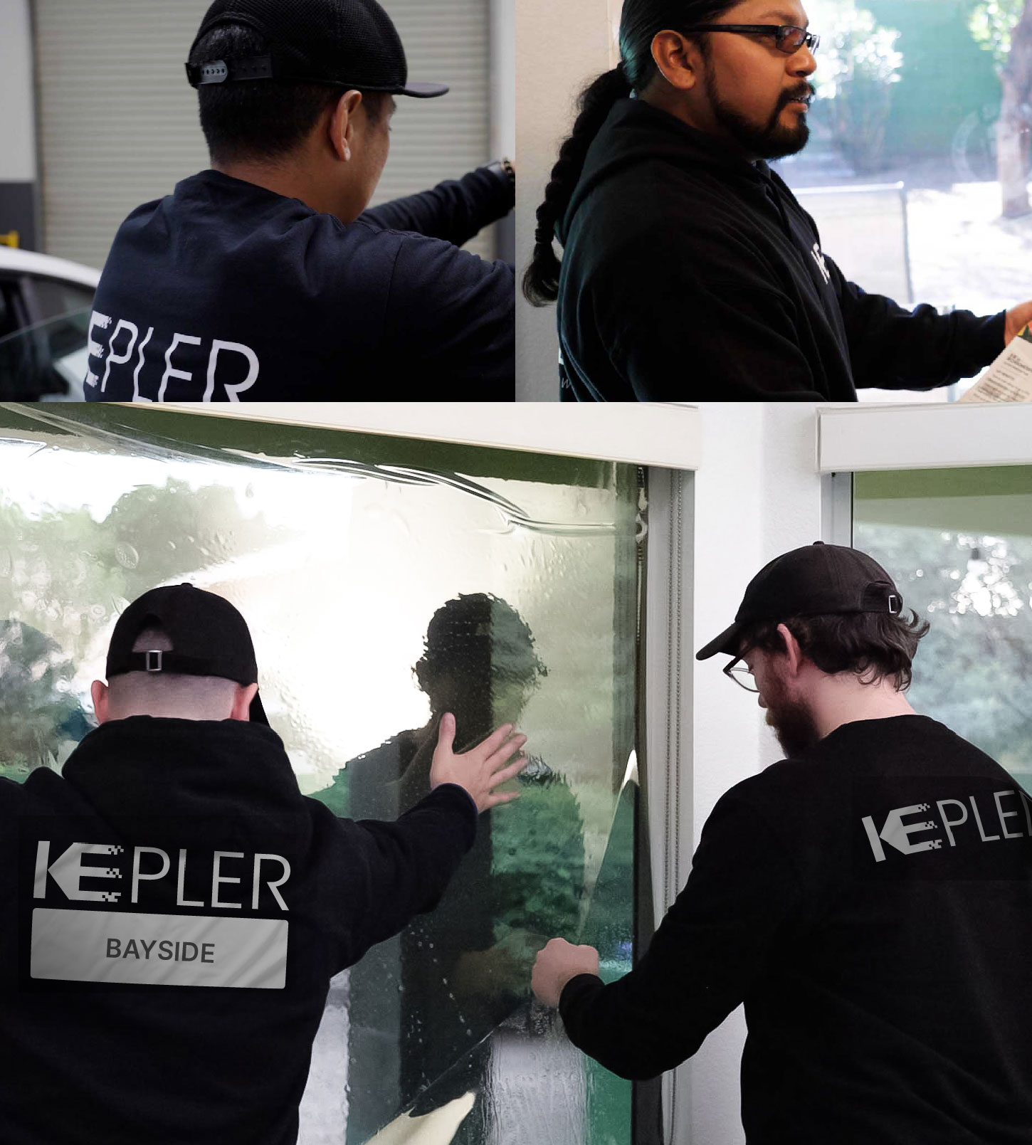 Expert Technician Applying Ceramic Window Tint to Home in Bayside