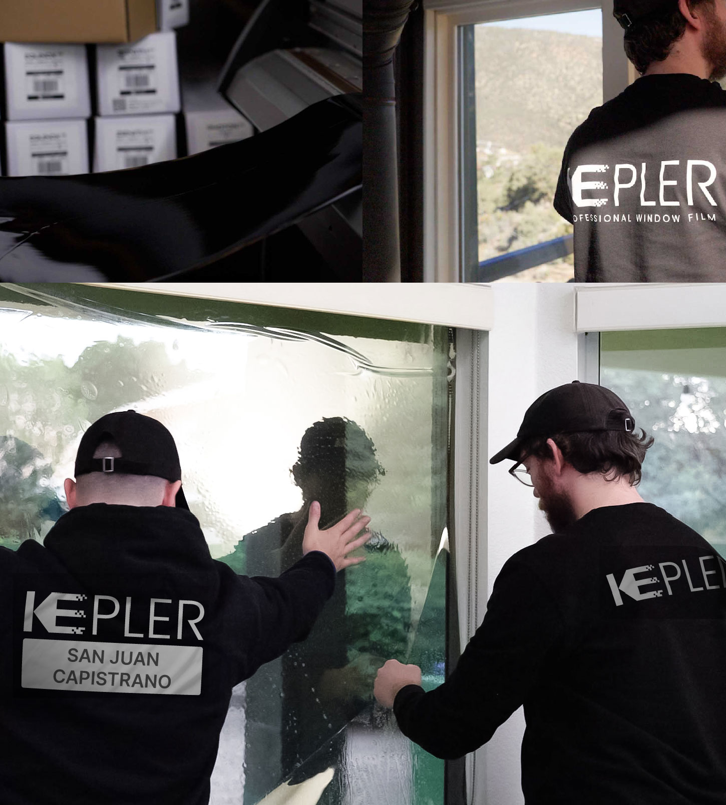 Expert Technician Applying Ceramic Window Tint to Home in San Juan Capistrano