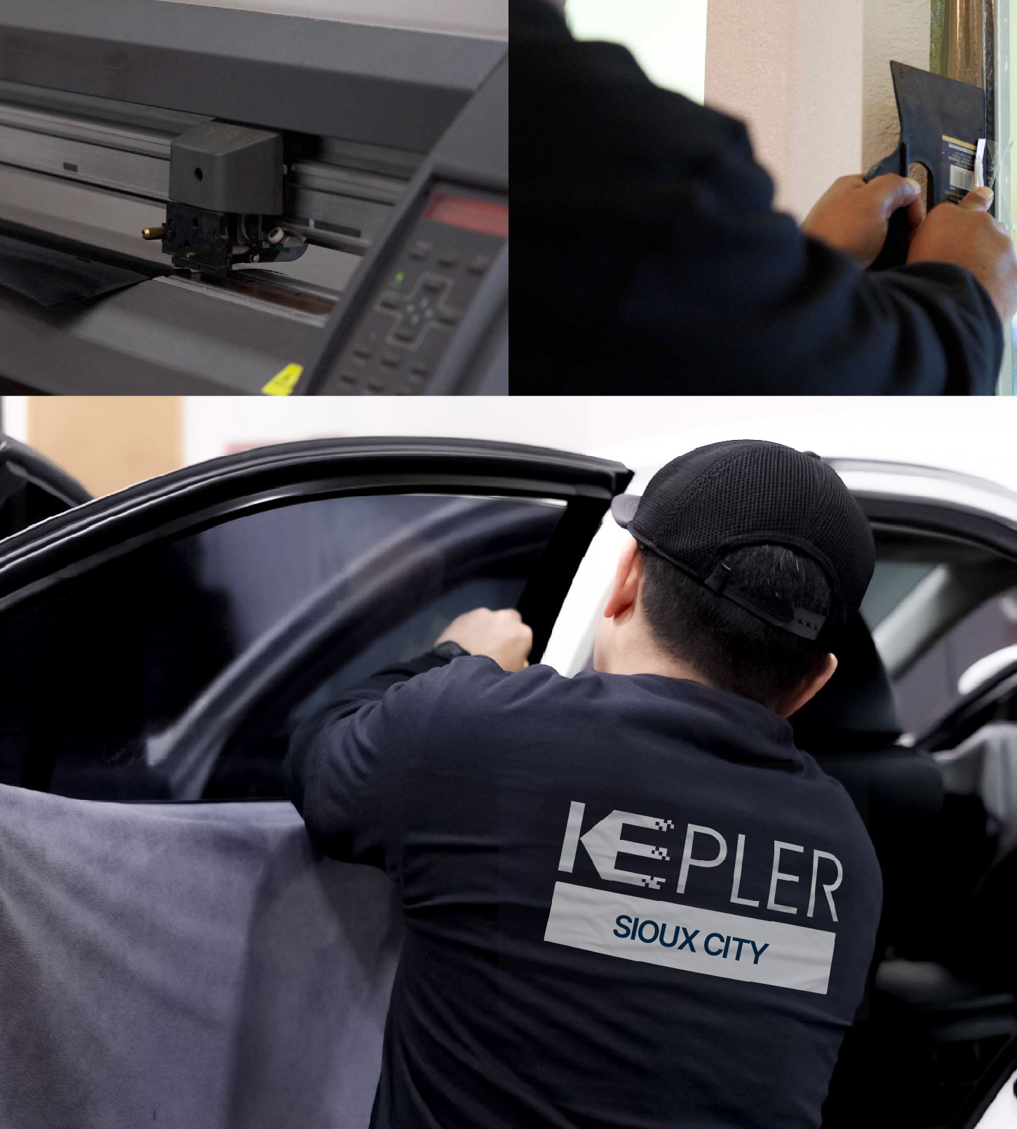 Automotive Window Tinting Expert Applying Film in Sioux City, Iowa