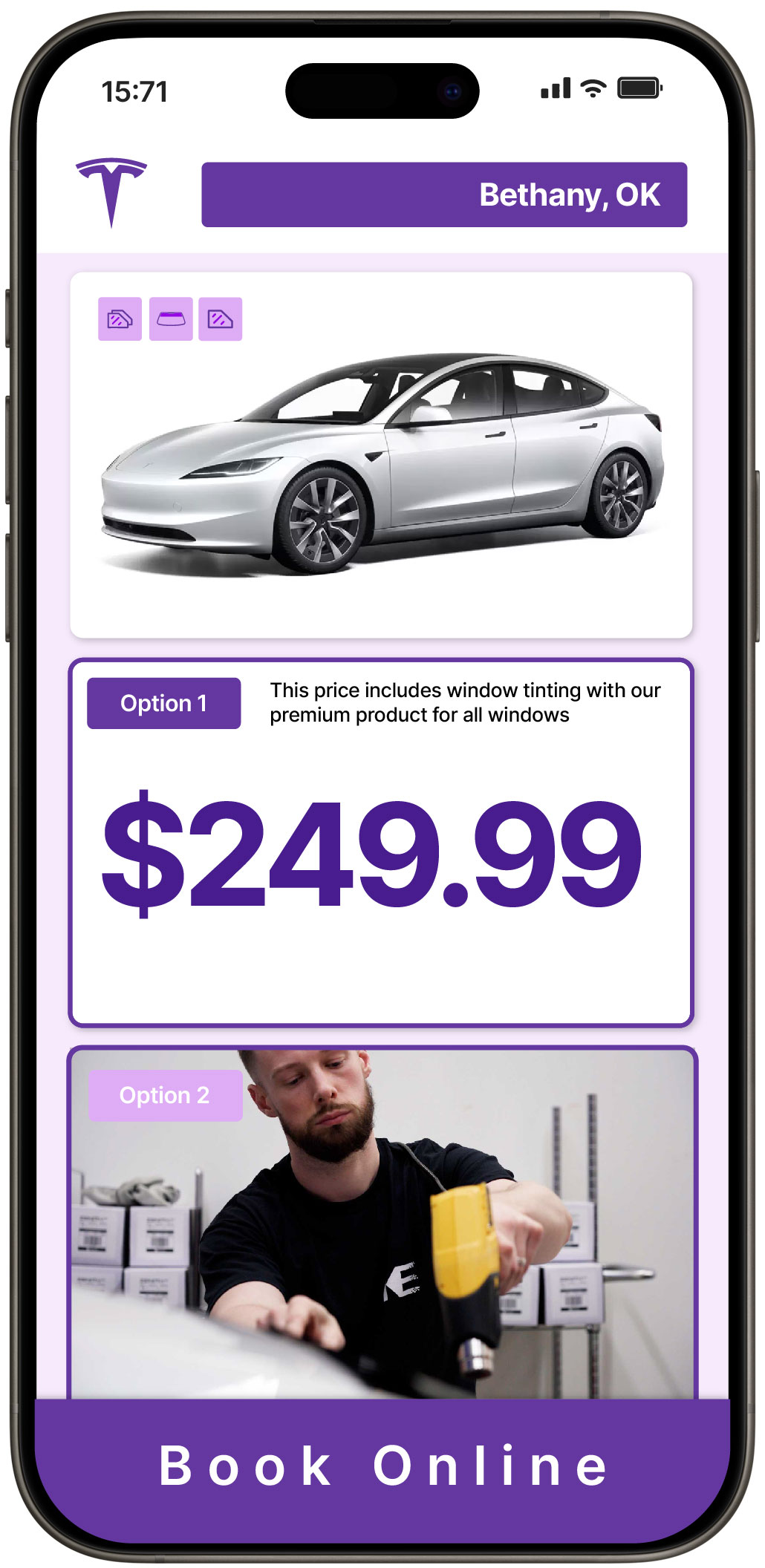 View Affordable Tesla Window Tinting Rates in Bethany, Oklahoma