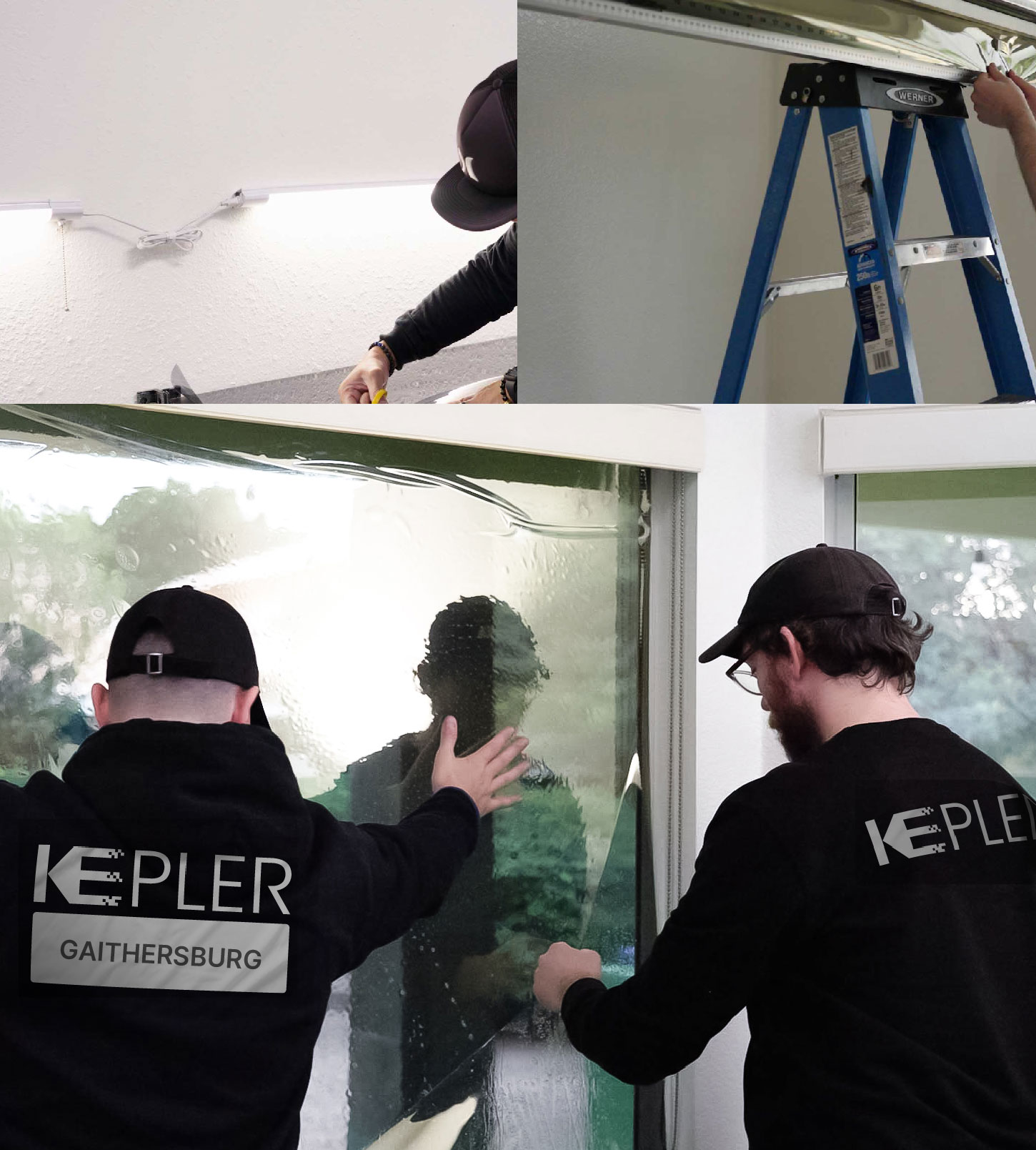 Expert Technician Applying High-tech Window Tint to Home in Gaithersburg
