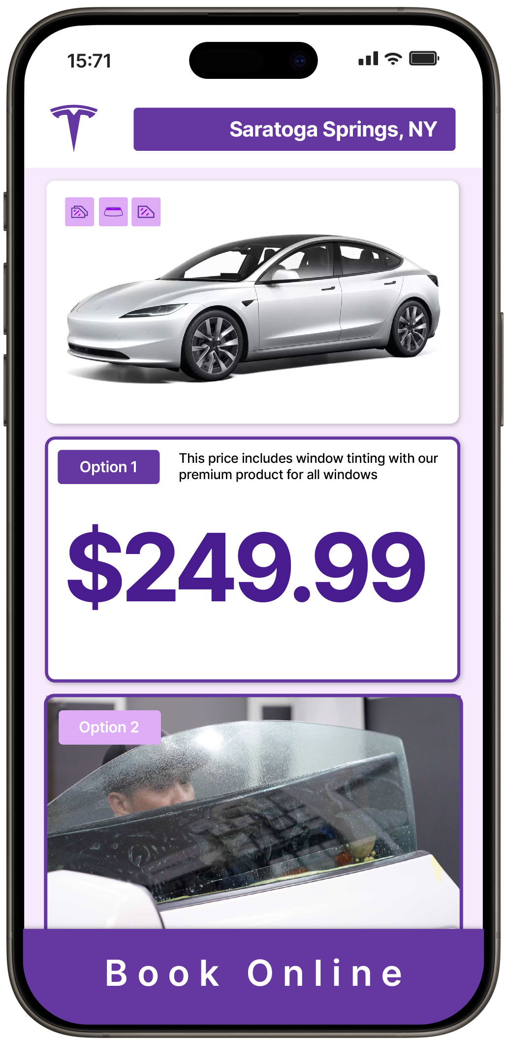 View Affordable Tesla Window Tinting Costs in Saratoga Springs, New York