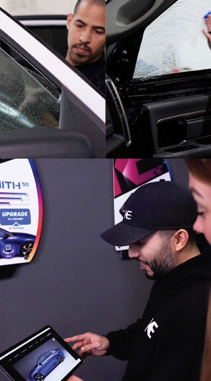 Kepler Dealer Showing Car Window Film Options to Customer in Coconut Creek, Florida