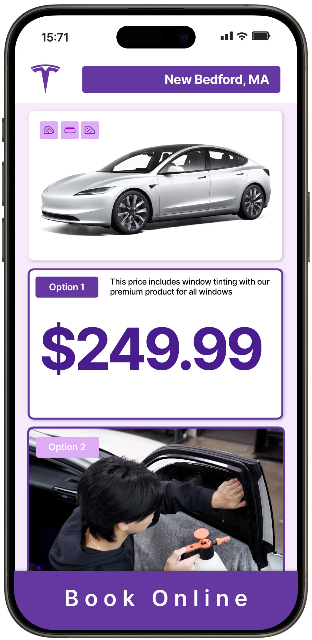 View Reasonable Tesla Window Tinting Prices in New Bedford, Massachusetts