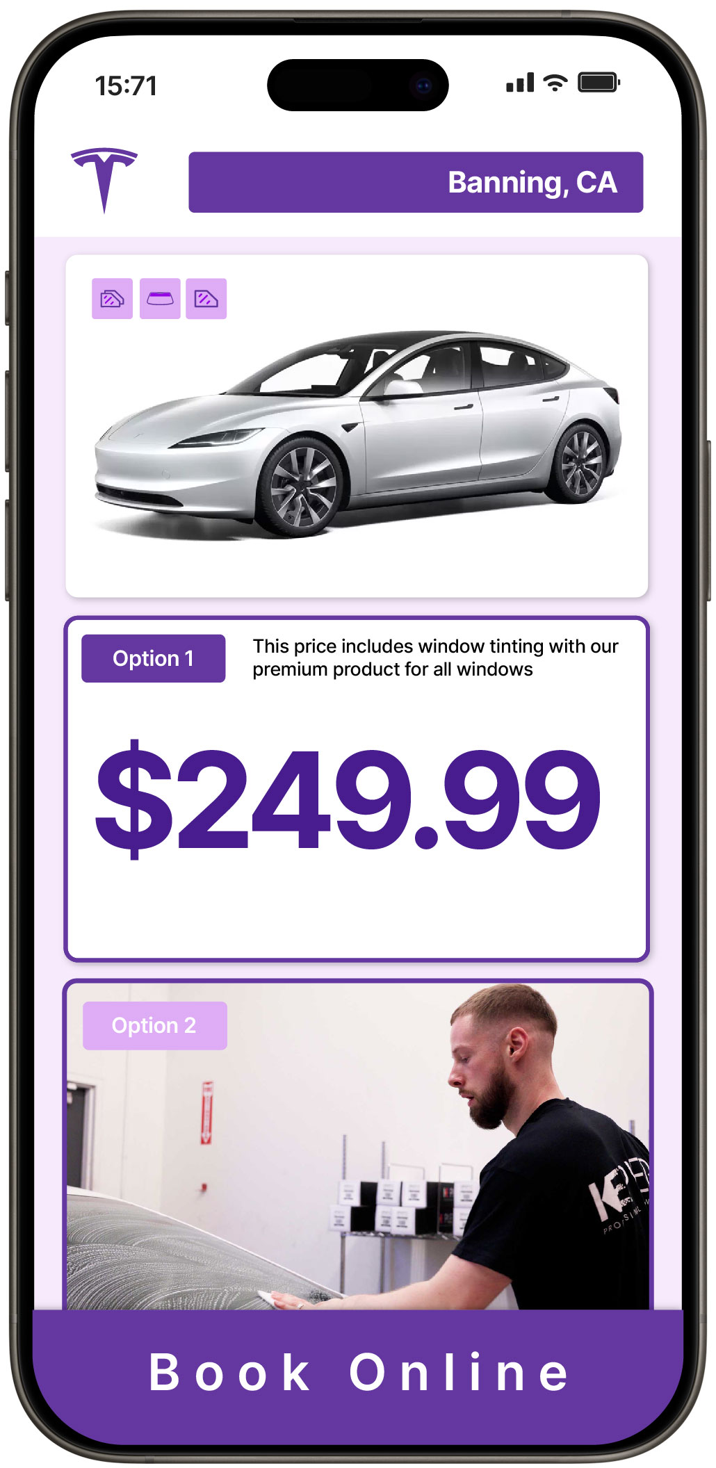 View Reasonable Tesla Window Tinting Rates in Banning, California