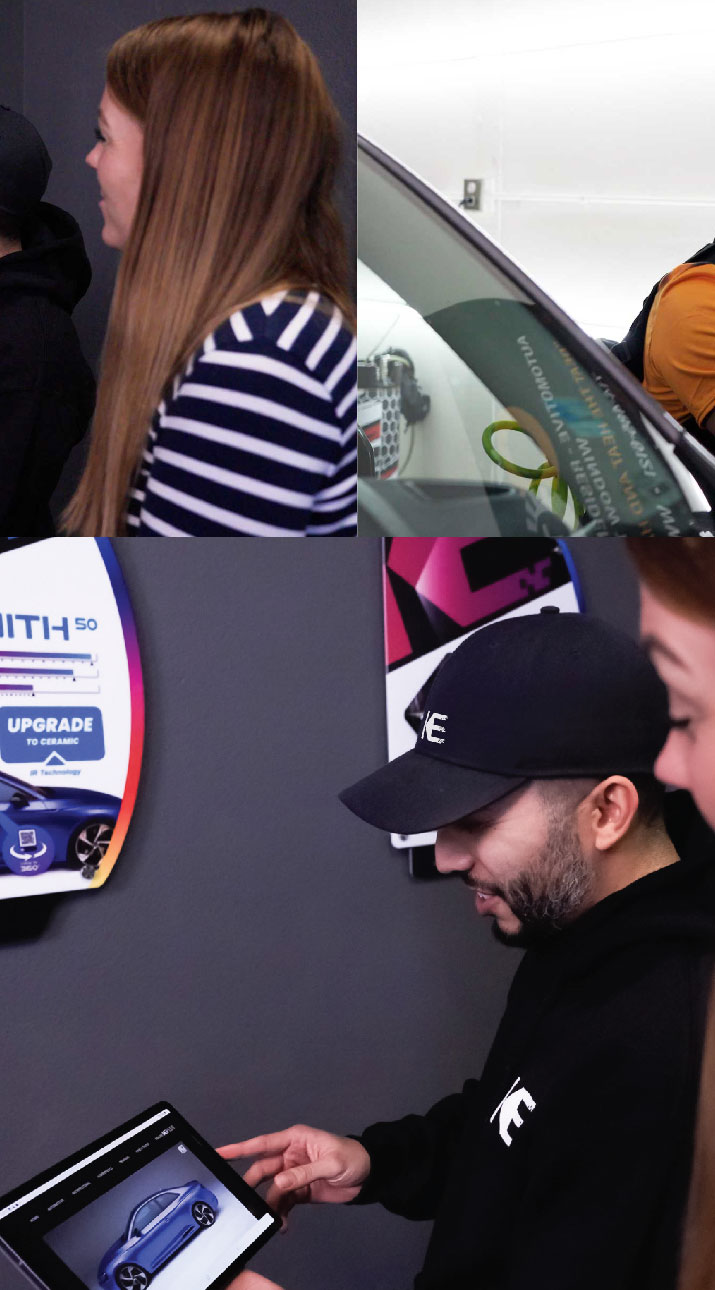 Kepler Dealer Showing Car Window Film Options to Customer in Mount Pleasant, Texas